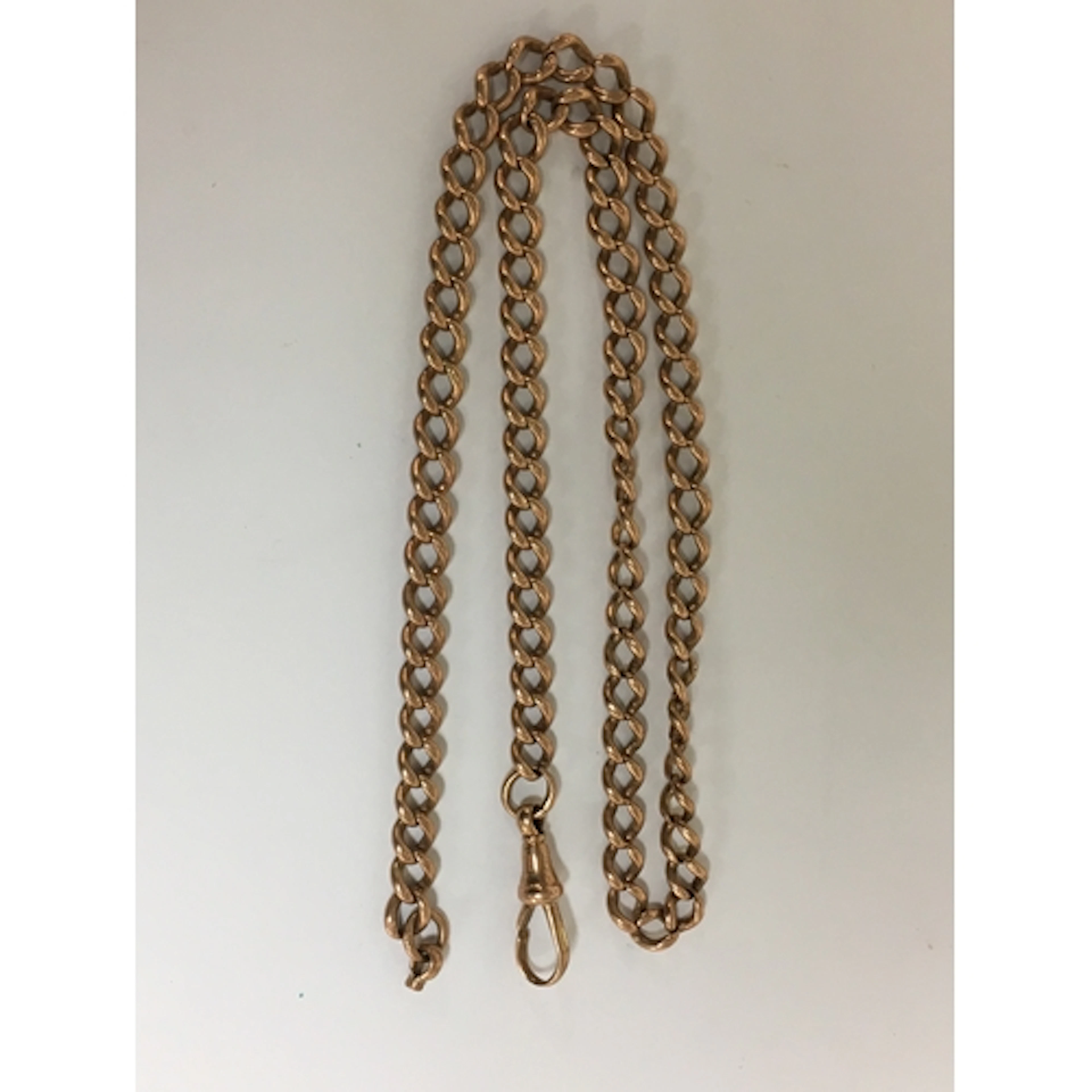 A 9ct rose gold fob watch chain. Approx: L49cm. 29g total we...