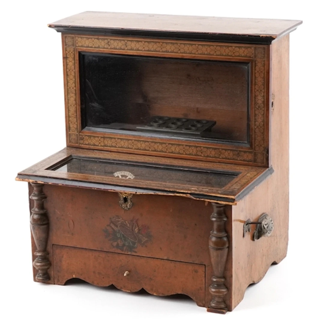 19th century Tunbridge Ware Swiss cylinder music box, 47.5cm...