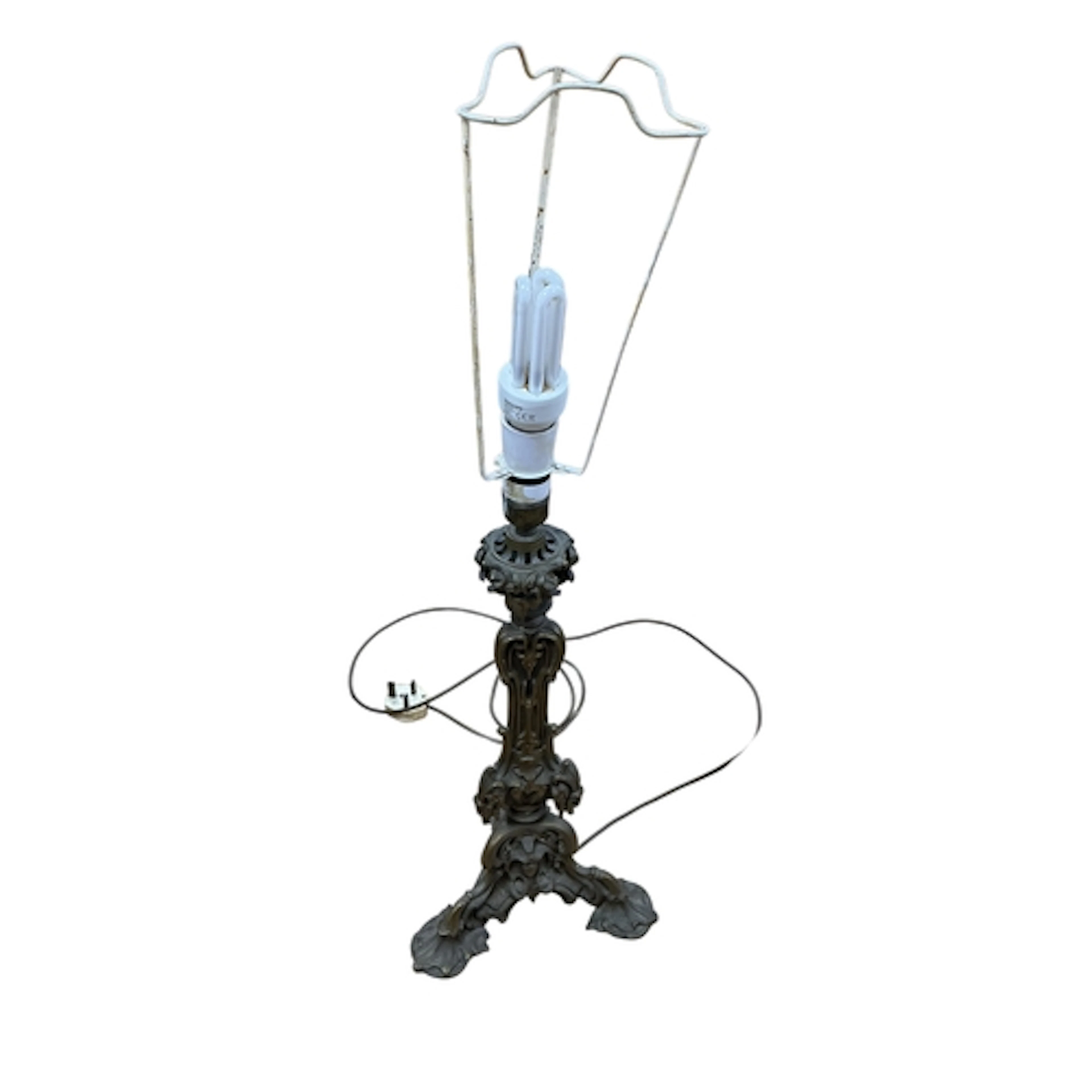 A bronze rococo style lamp, 48cm high excluding fitting...