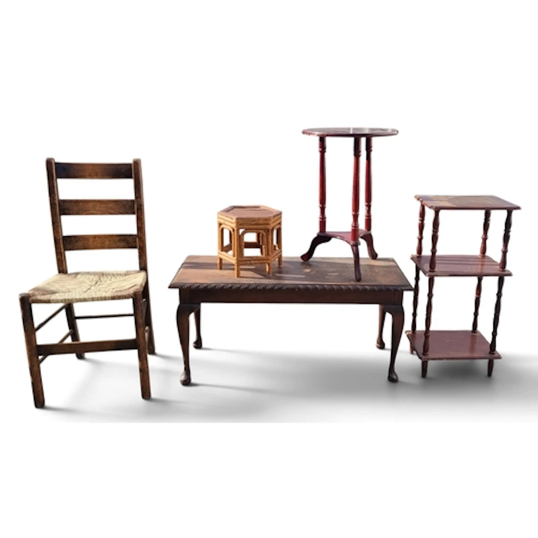 An assorted group of furniture.