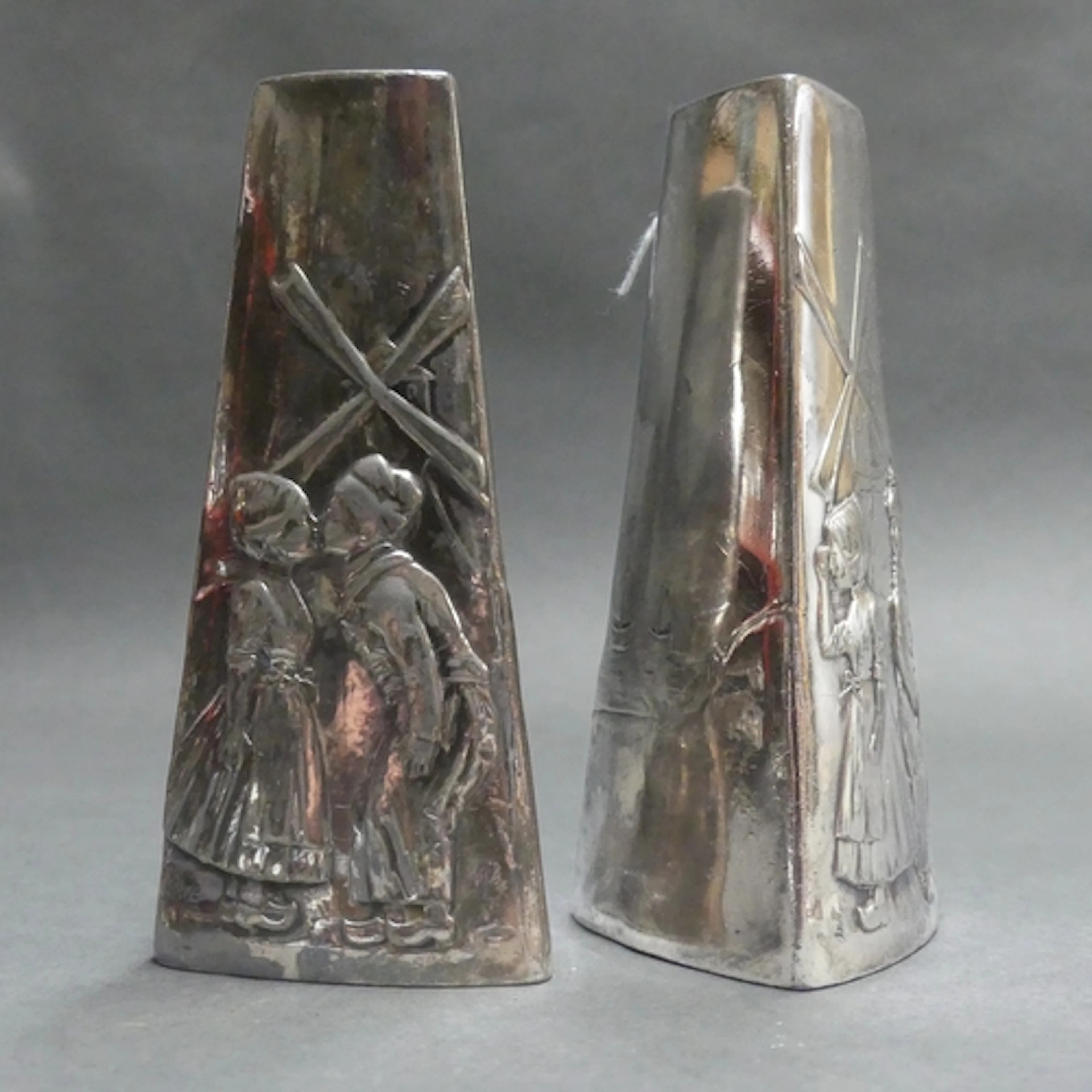 WMF - An opposed pair of Jugendstil Britannia metal triangul...