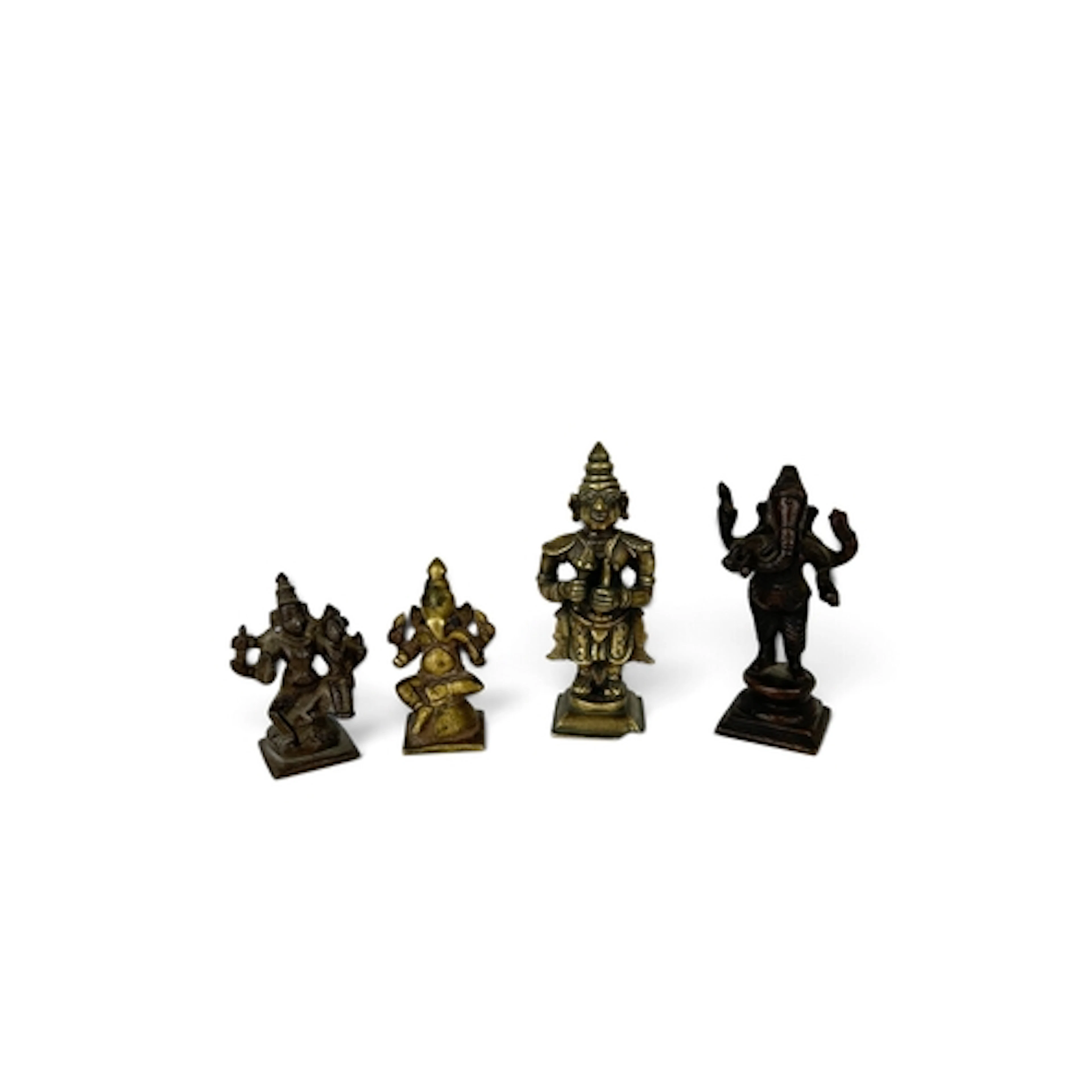 FOUR EARLY SOUTH INDIAN BRONZE HINDU DEITIES Dated between t...