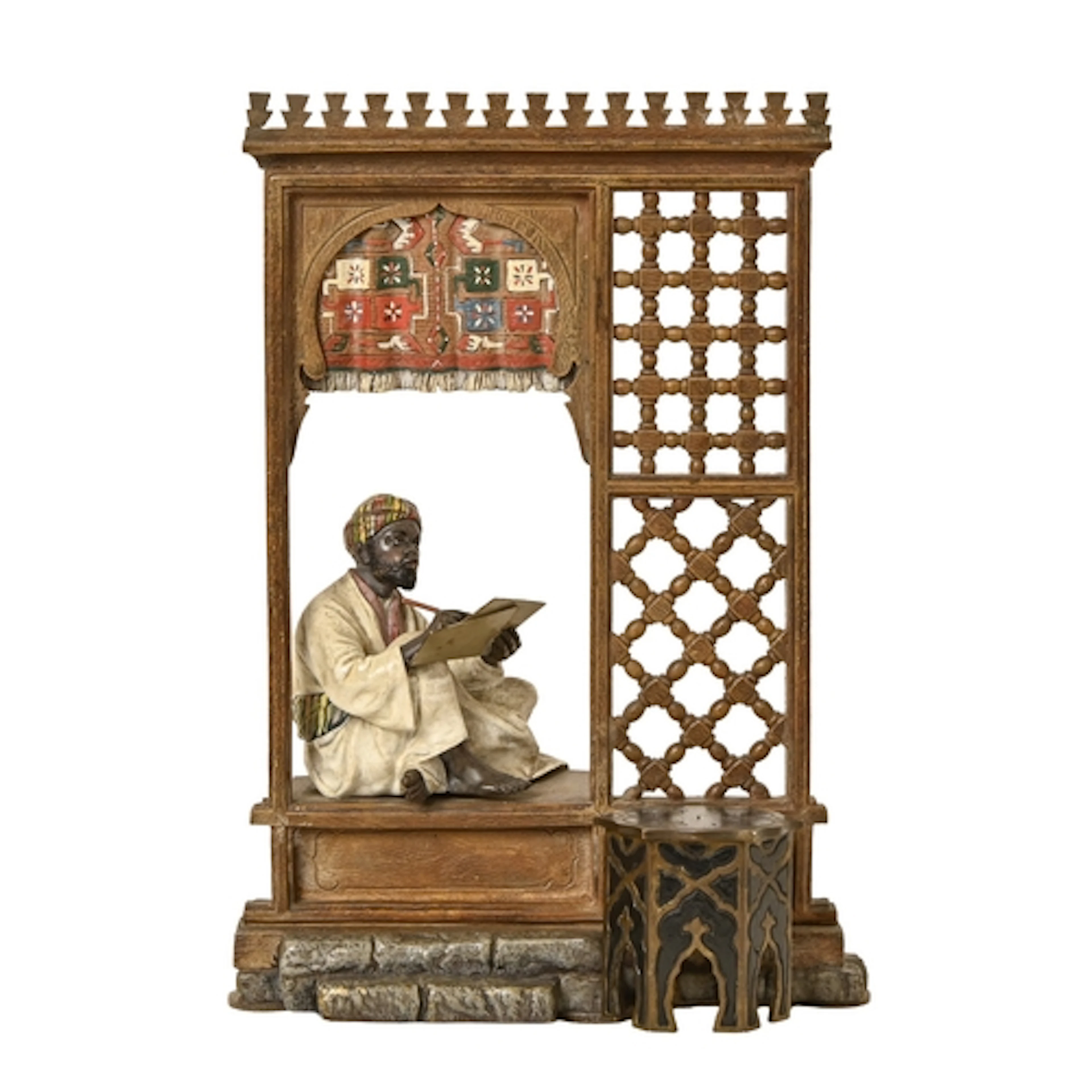 An Orientalist Vienna cold painted bronze inkstand, Franz Be...