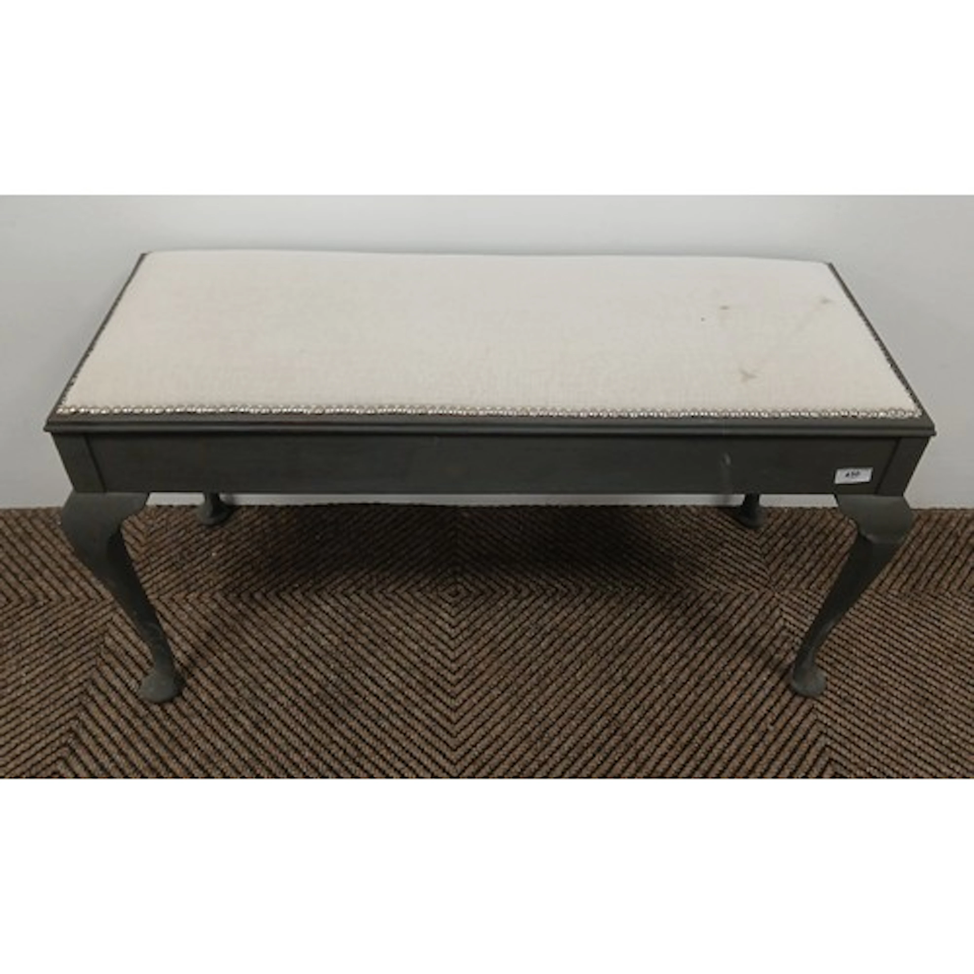 Grey painted duet stool with hinged lid.