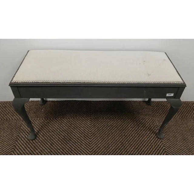 Grey painted duet stool with hinged lid.