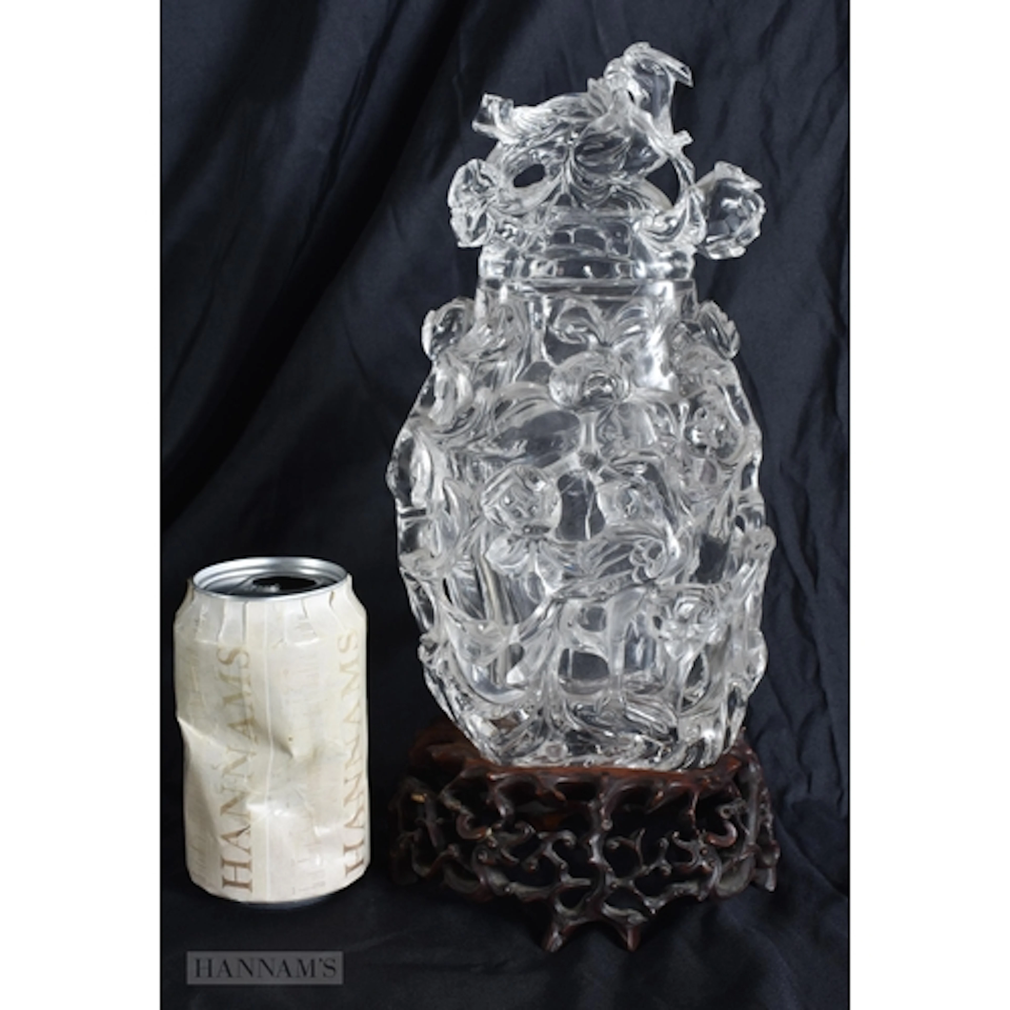 A FINE EARLY 19TH CENTURY CHINESE CARVED ROCK CRYSTAL VASE A...