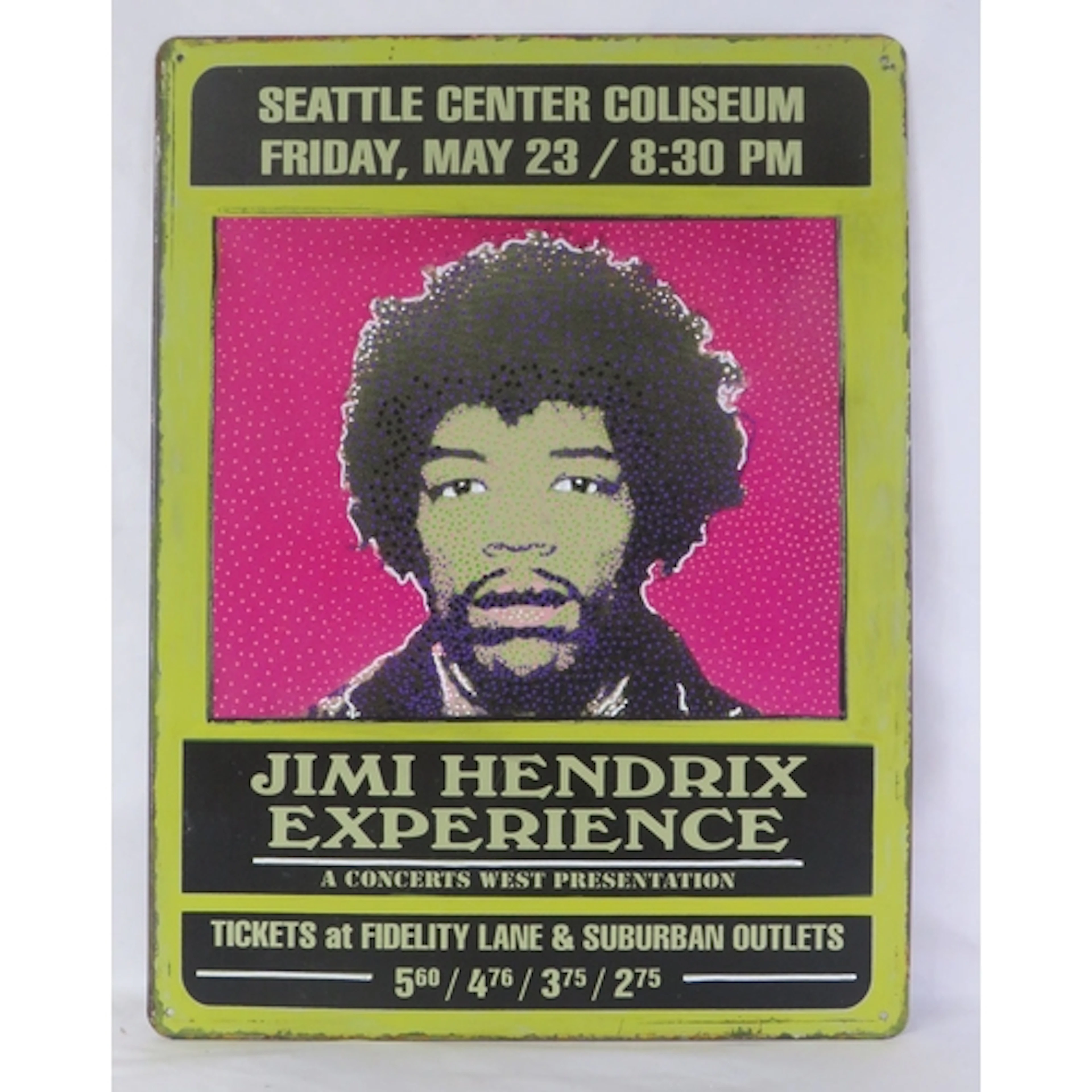 Jimi Hendrix Painted Metal Sign, 30cm x 40.5cm (S5)