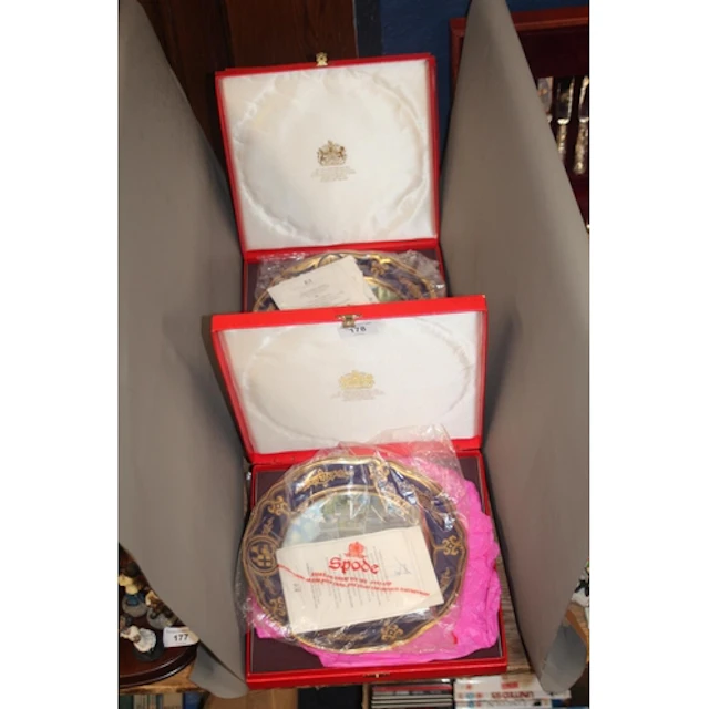 Four Mulberry Hall commemorative Spode plates.