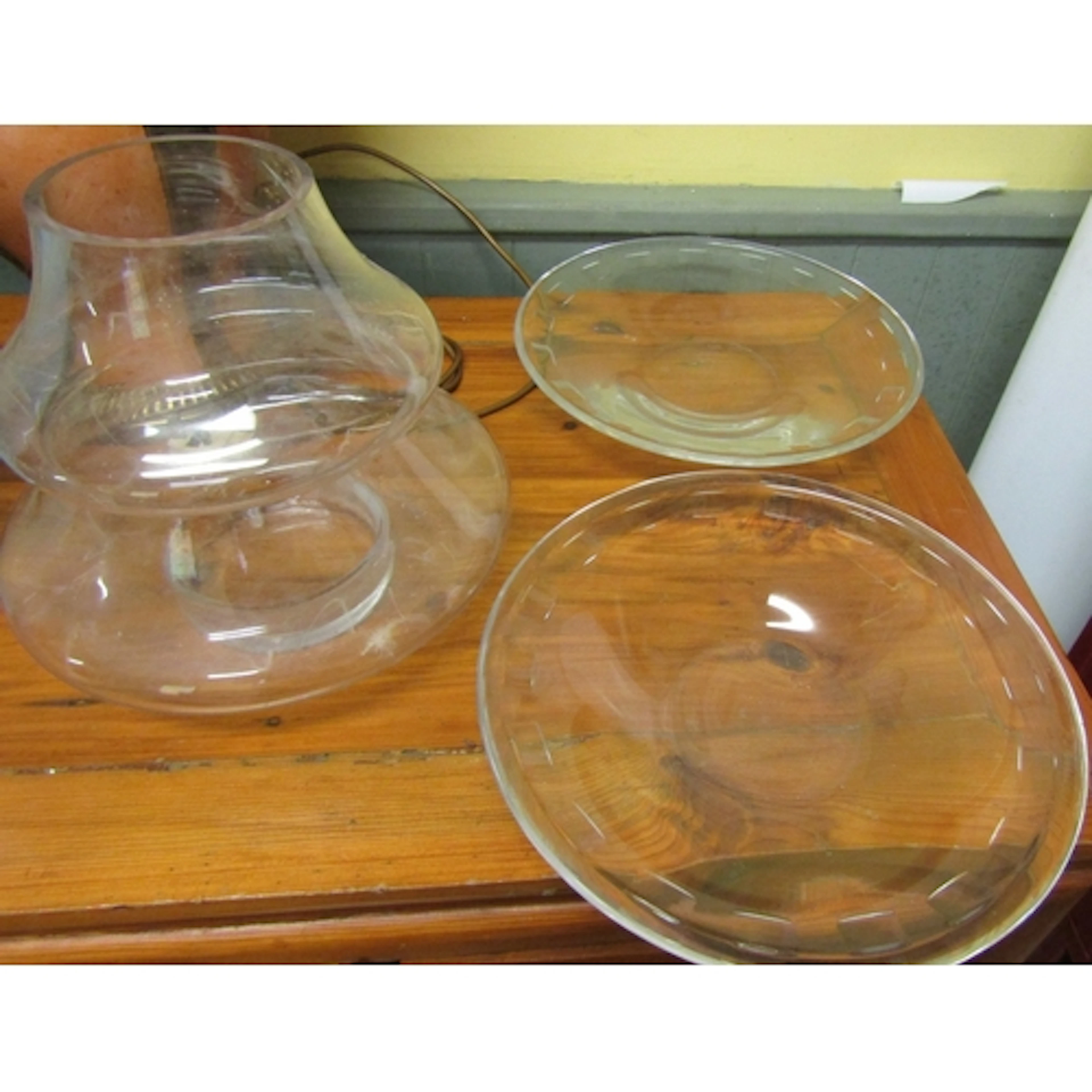 Three Pieces of Designer Crystal Including Large Chargers an...