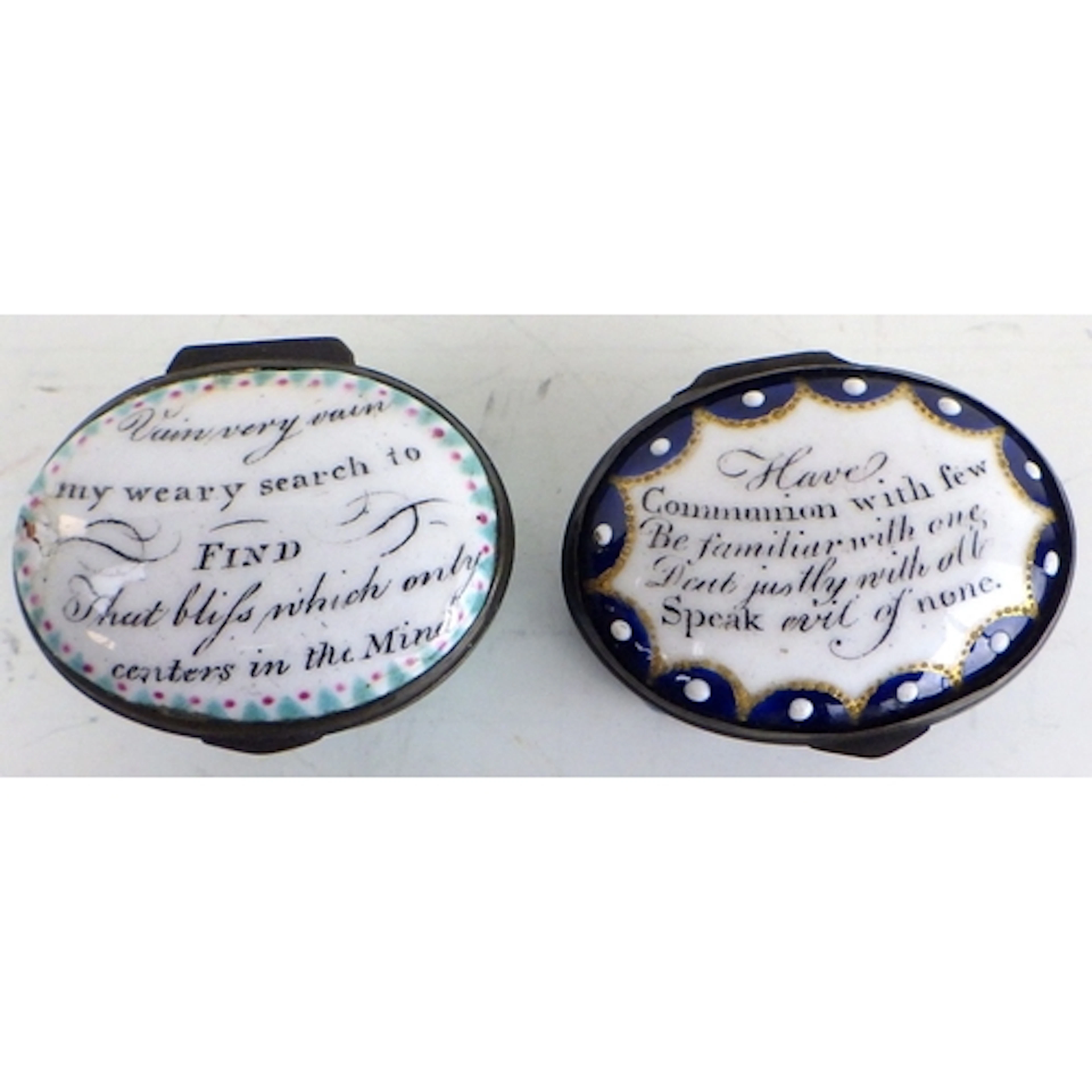 A Georgian patch box bearing the motto "Vain very vain - my ...