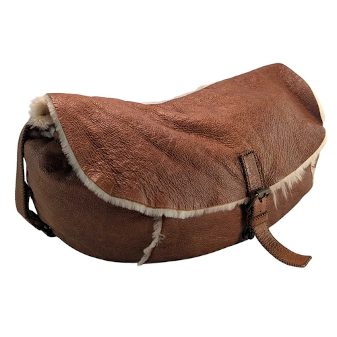 Miu Miu - a shearling brown leather handbag / cross body bag...