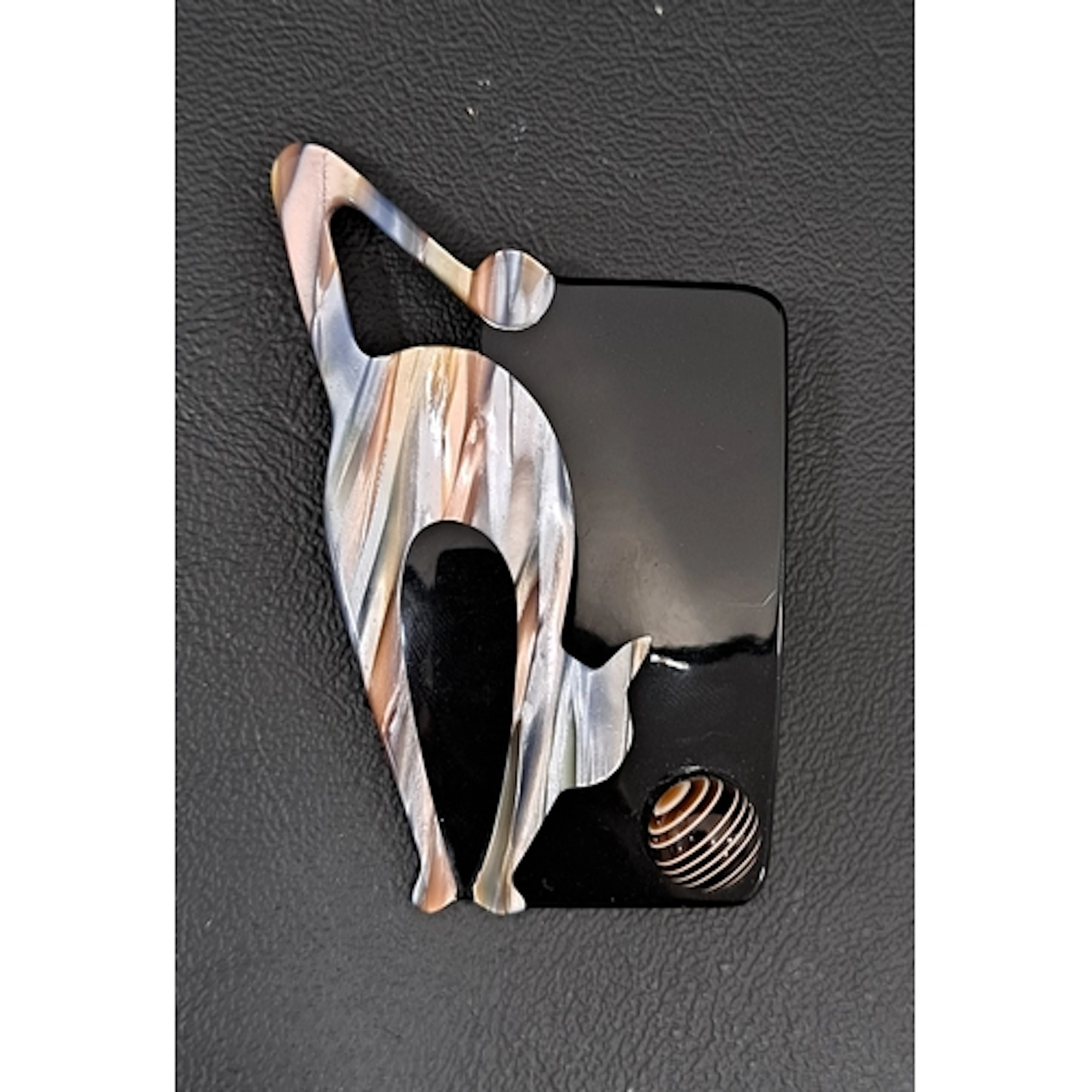 LEA STEIN CAT AND BALL BROOCH the striped metallic finish ca...