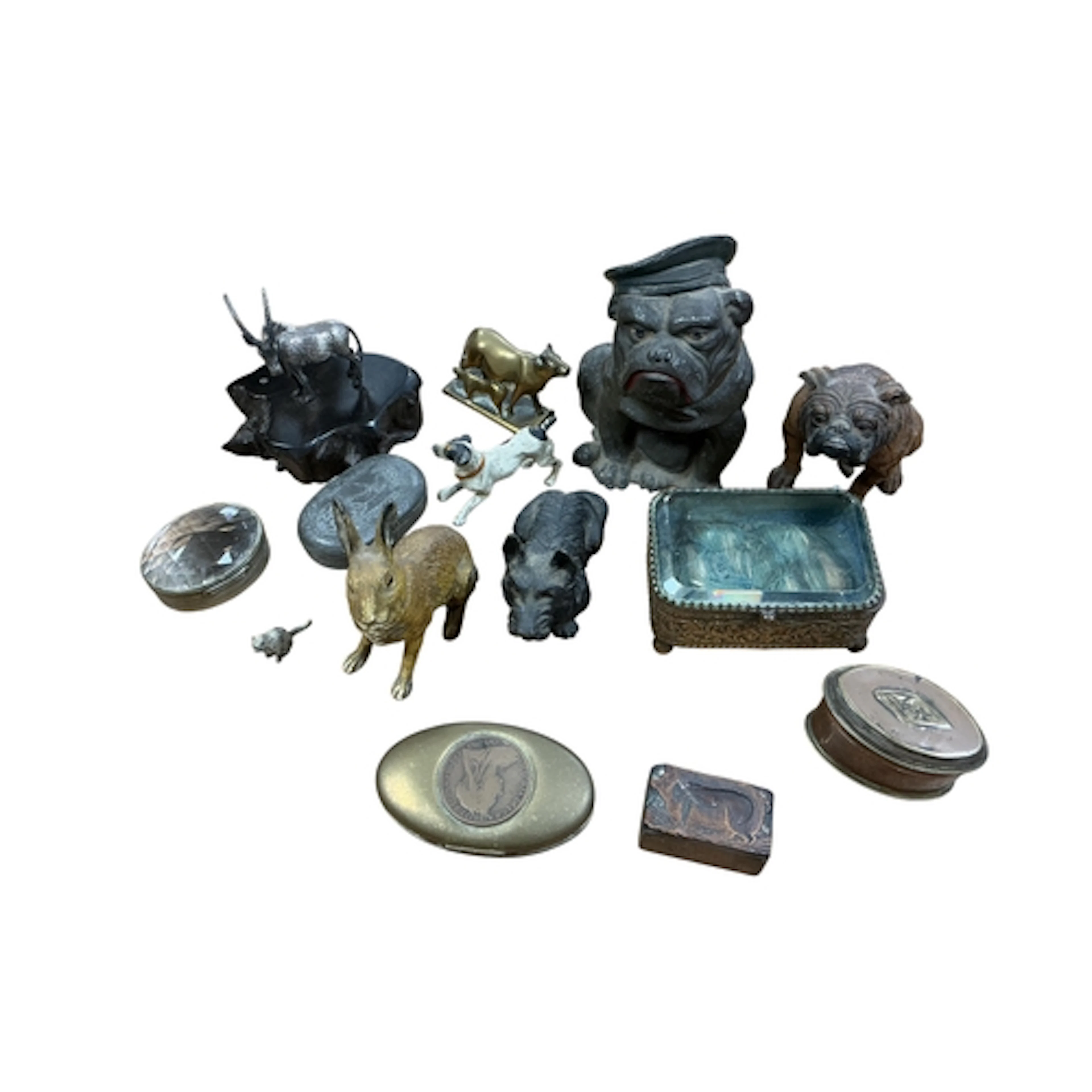 A collection of curios and sundry items to include a bronze ...