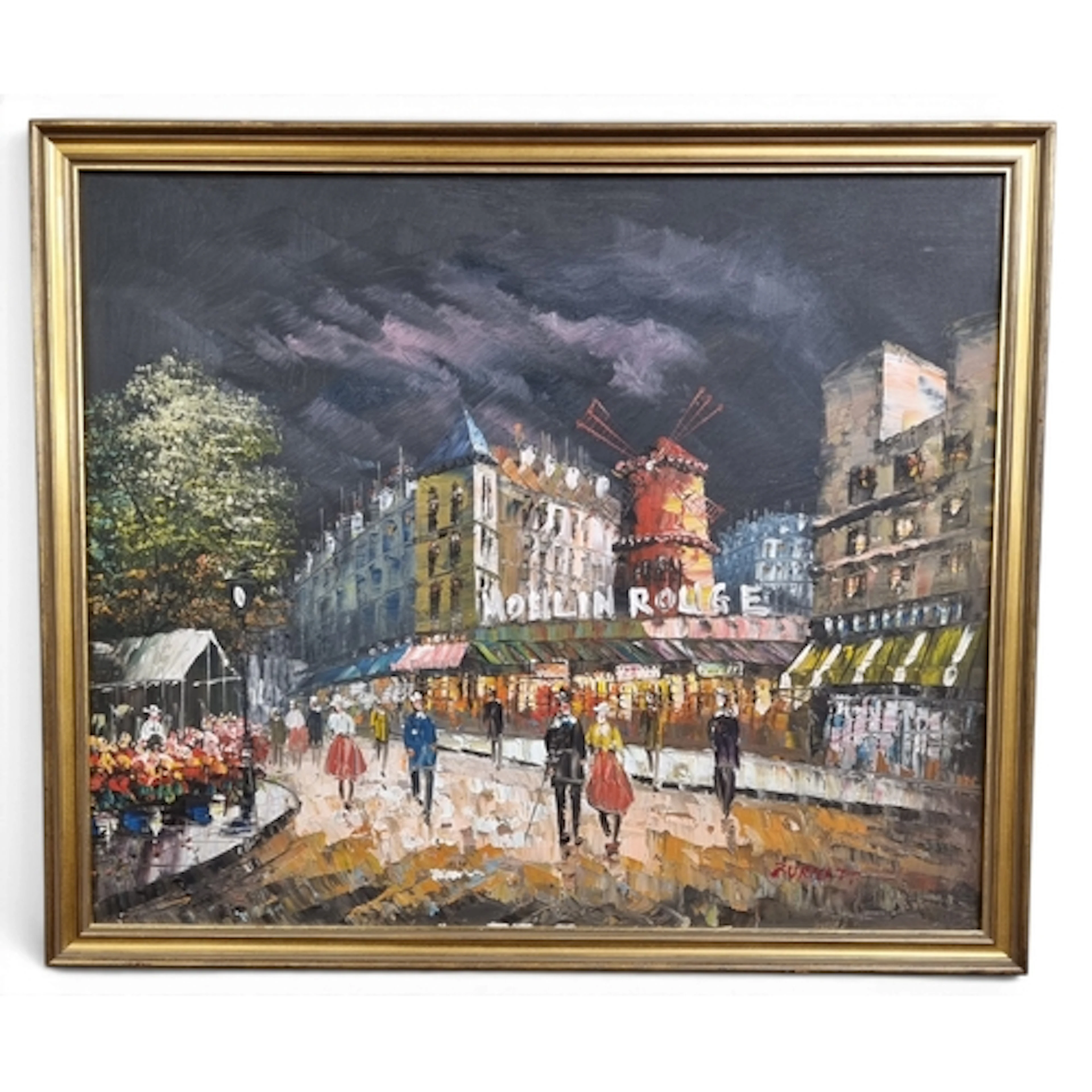 A 20th Century Oil on Canvas of the Moulin Rouge by Burnett,...