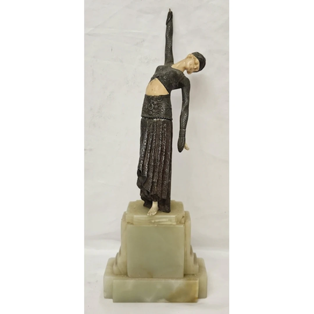 Art Deco Female Figurine on marble base (one hand missing)