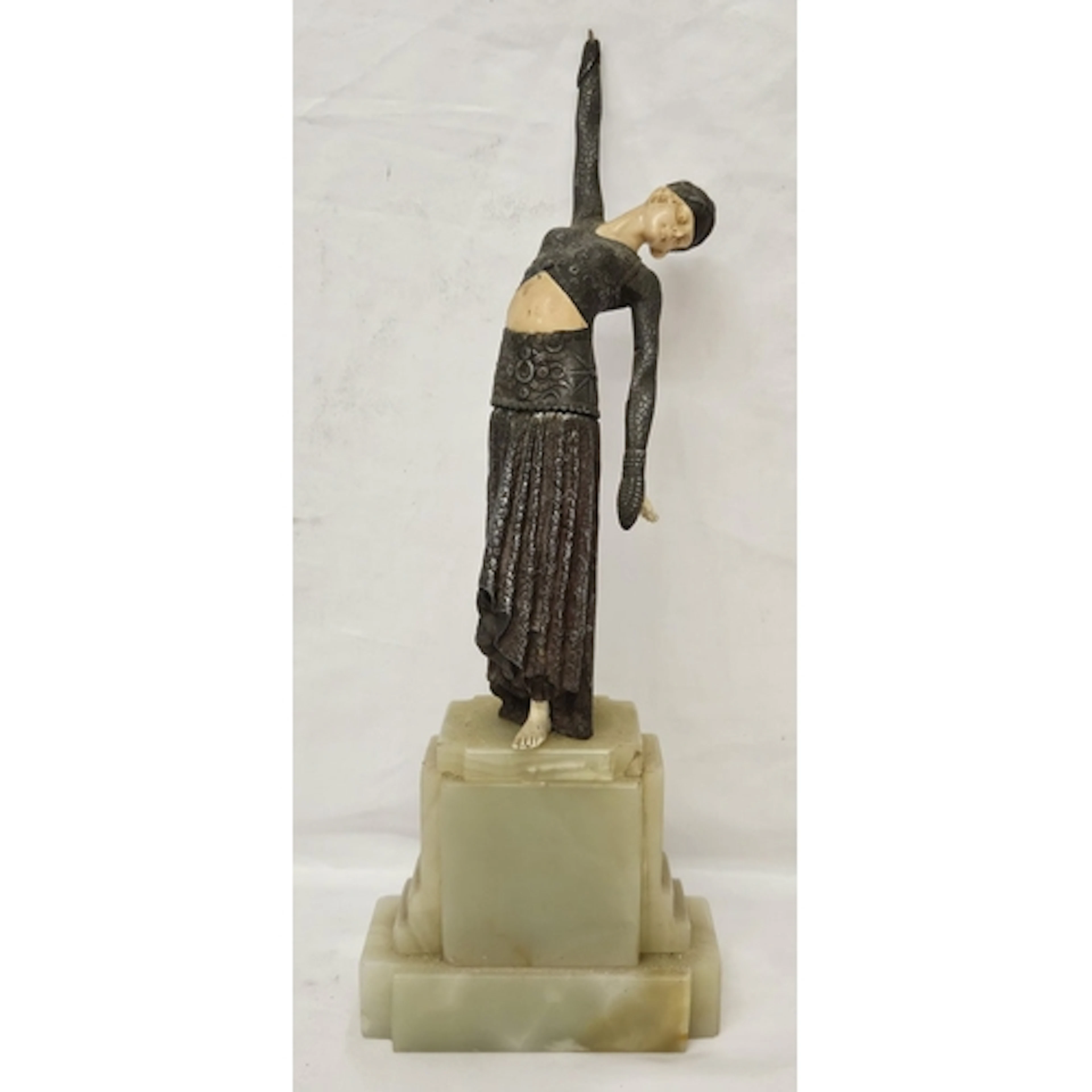 Art Deco Female Figurine on marble base (one hand missing)
