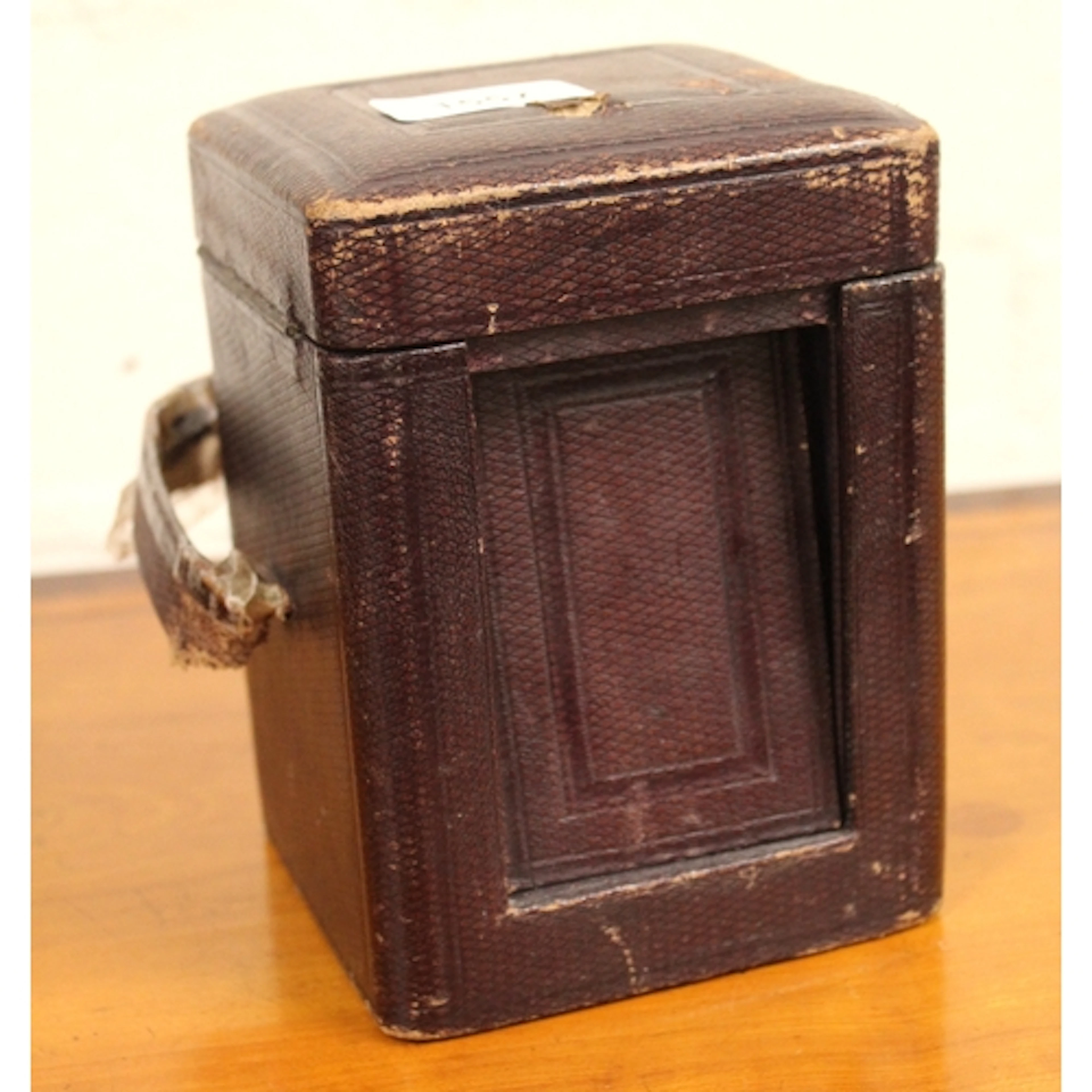 Antique red leather covered carriage clock case