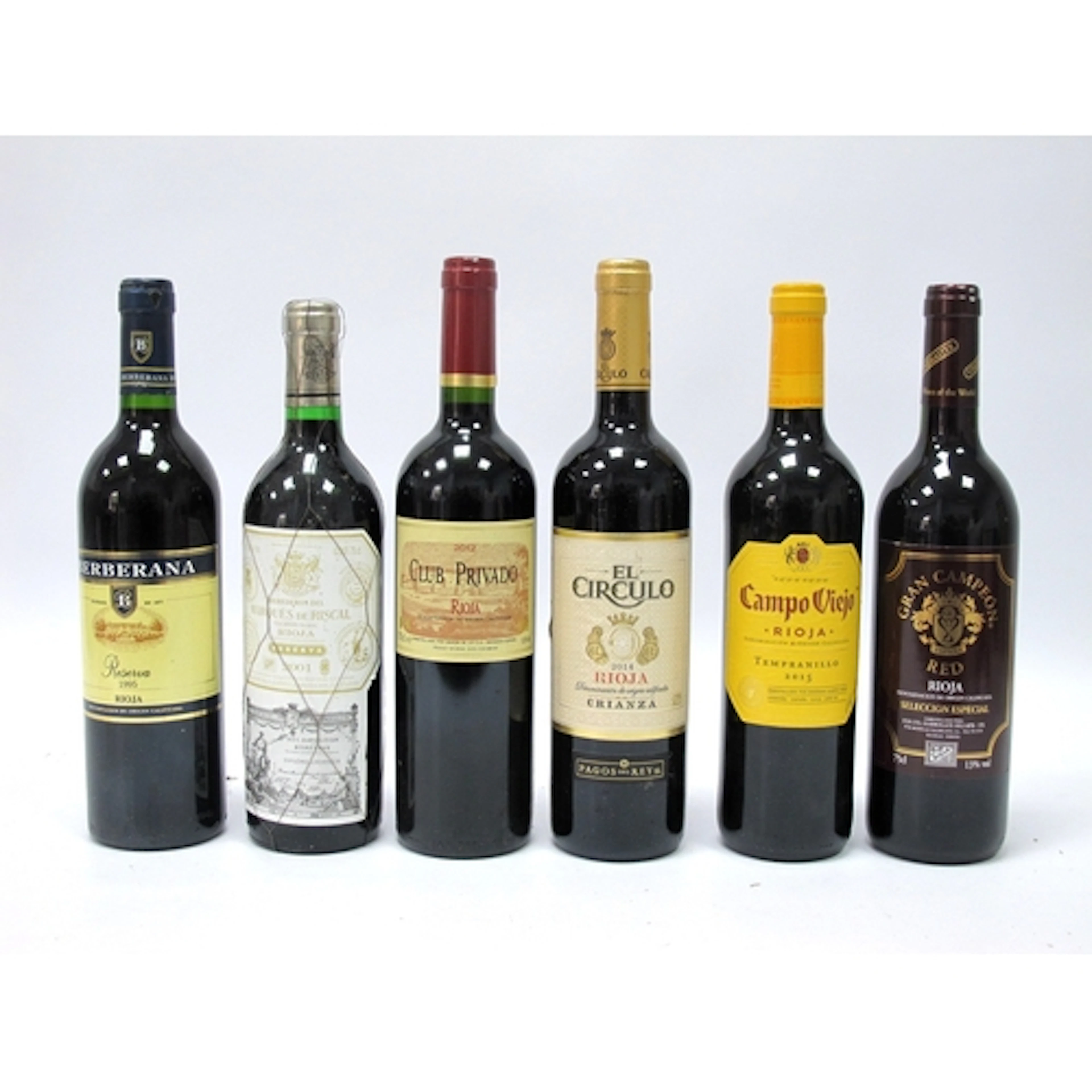 Wines - Six Bottles of Rioja, from 1995 to 2015, plus one un...