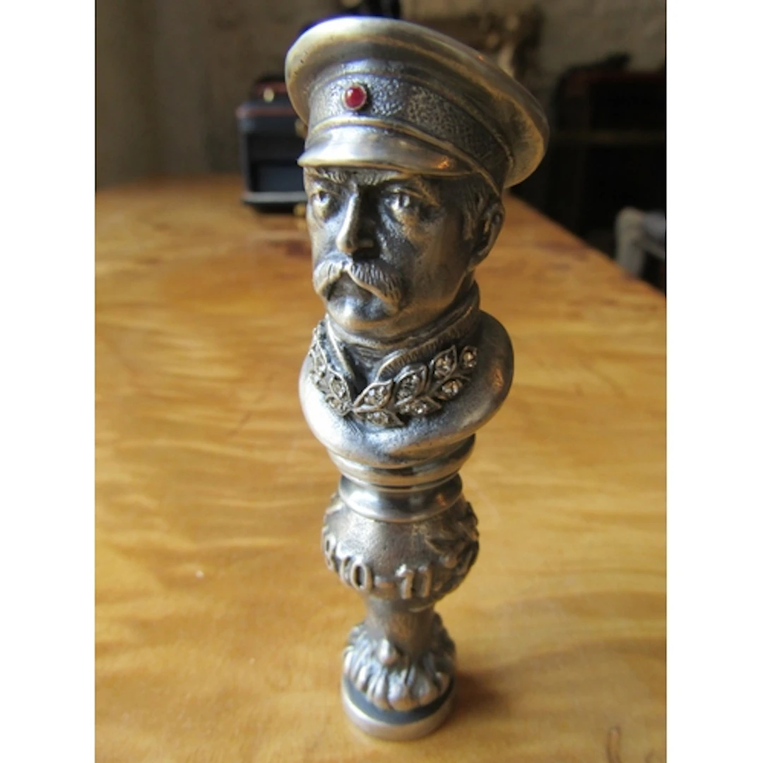 Russian Desk Seal Military Figure with Inset Ruby to Militar...