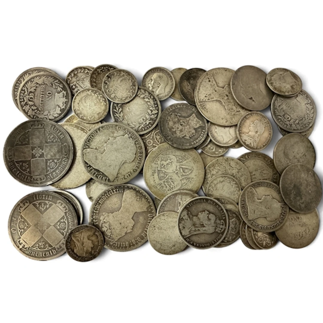 Collection Of GB XIX Century Silver Coins, includes florins,...