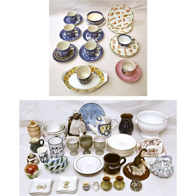 Set of 6 Wood & Sons Willow Pattern Coffee Cups & Saucers, M...