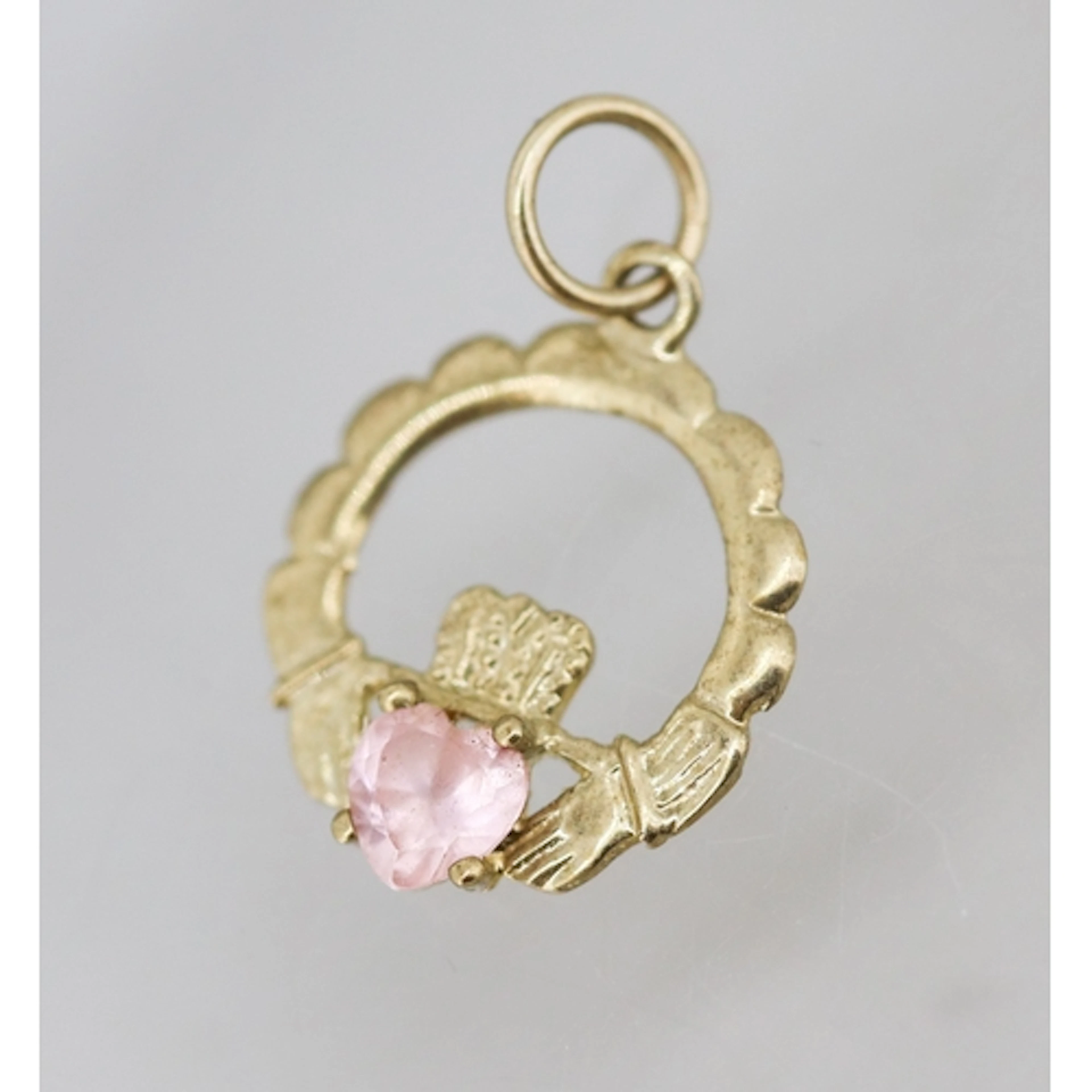 Gemset Claddagh Motif Pendant Mounted in 9 Carat Yellow Gold...