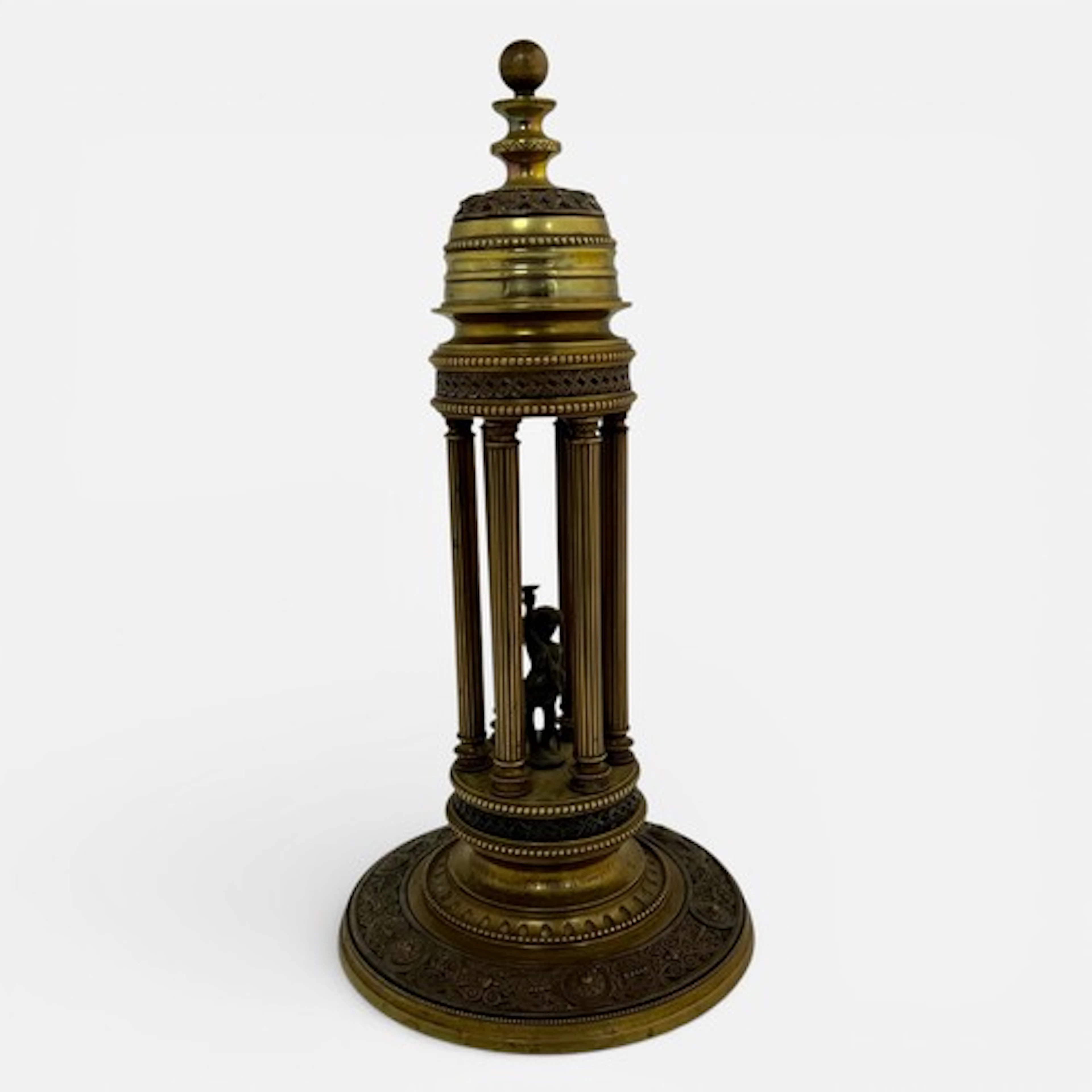 A grand tour decorative brass temple model with internal sta...