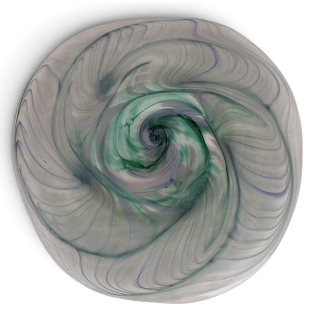 A STUDIO GLASS DISH 34cm W
