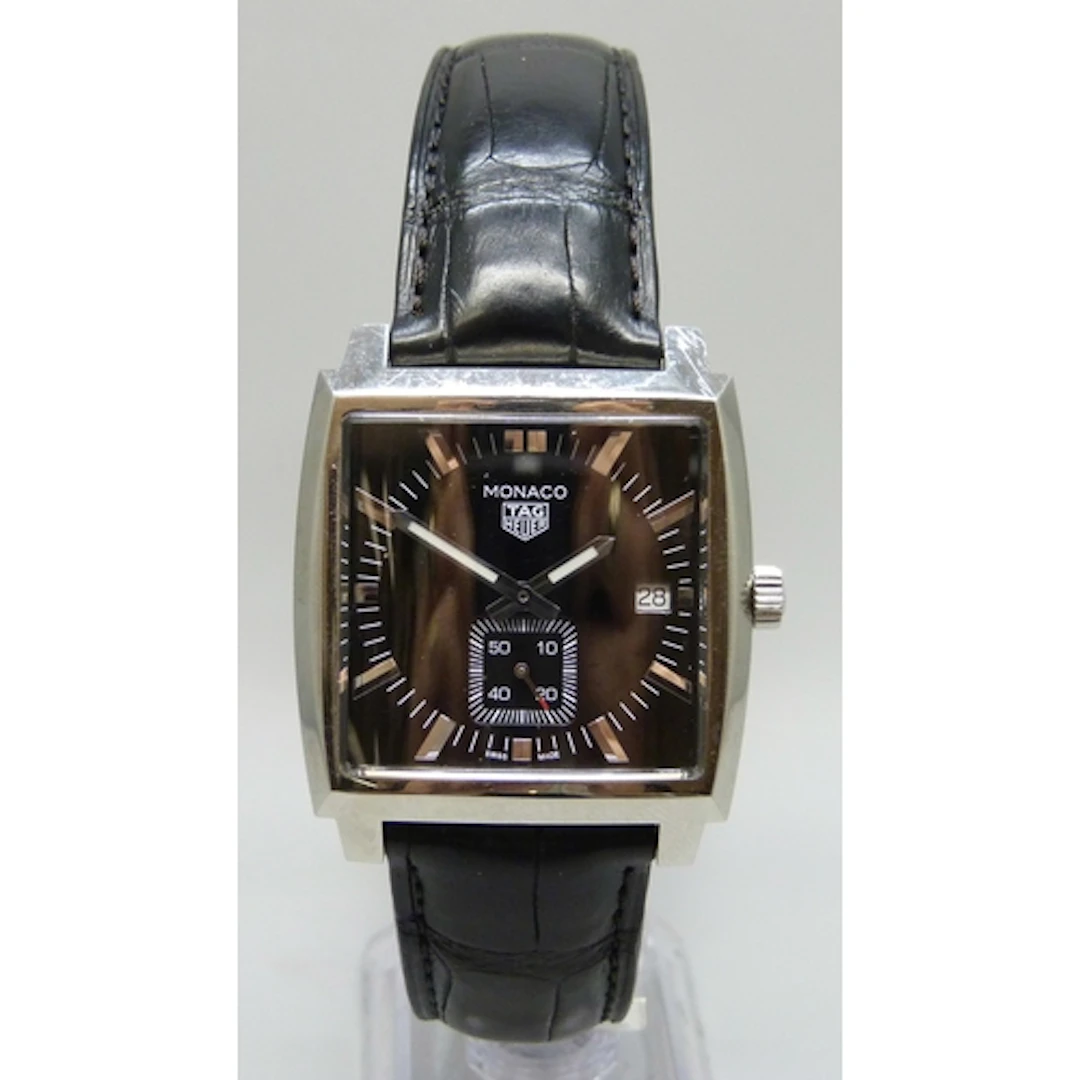 Tag Heuer, a Monaco wristwatch, square black dial with date ...