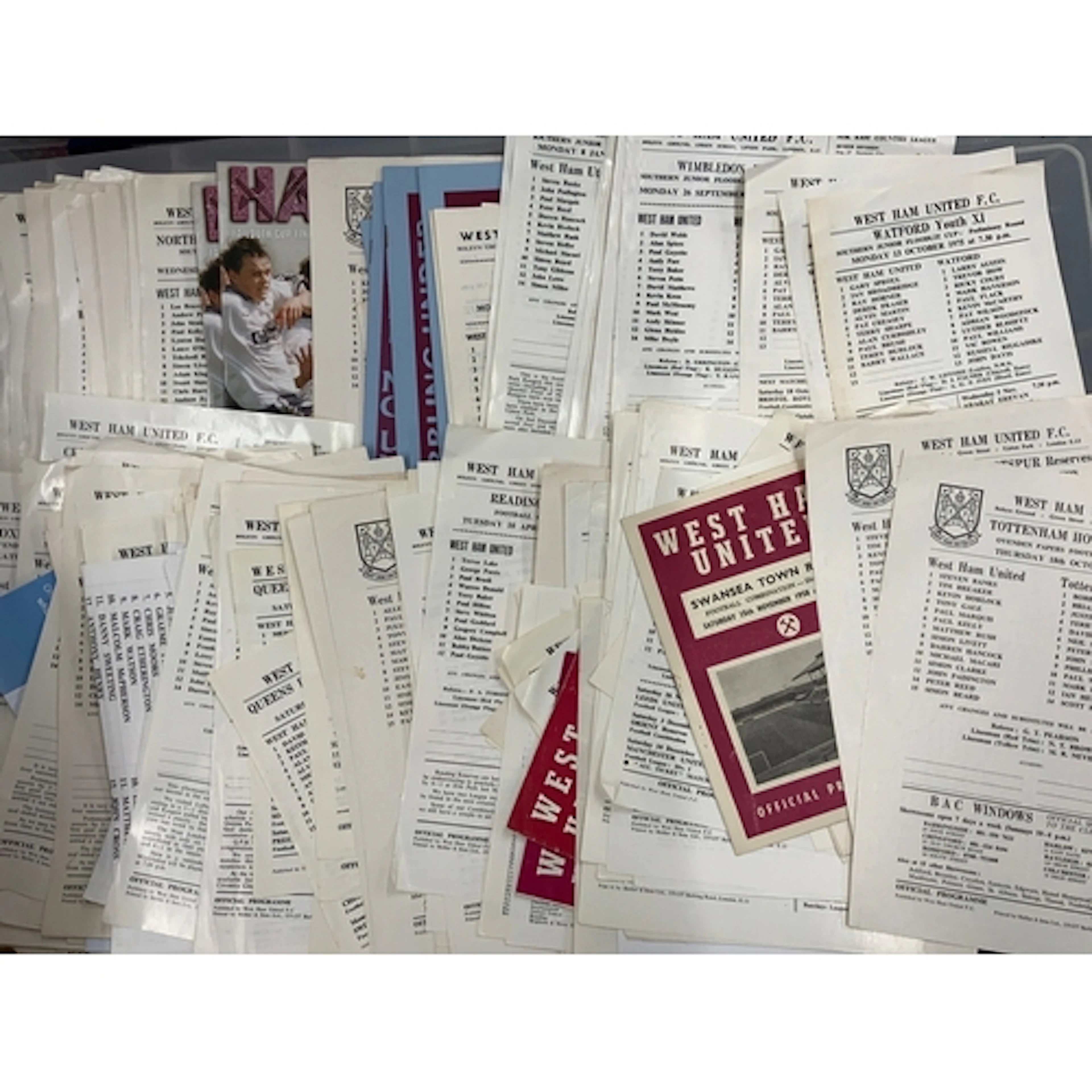West Ham Home Reserve + Youth Home Football Programmes: Main...