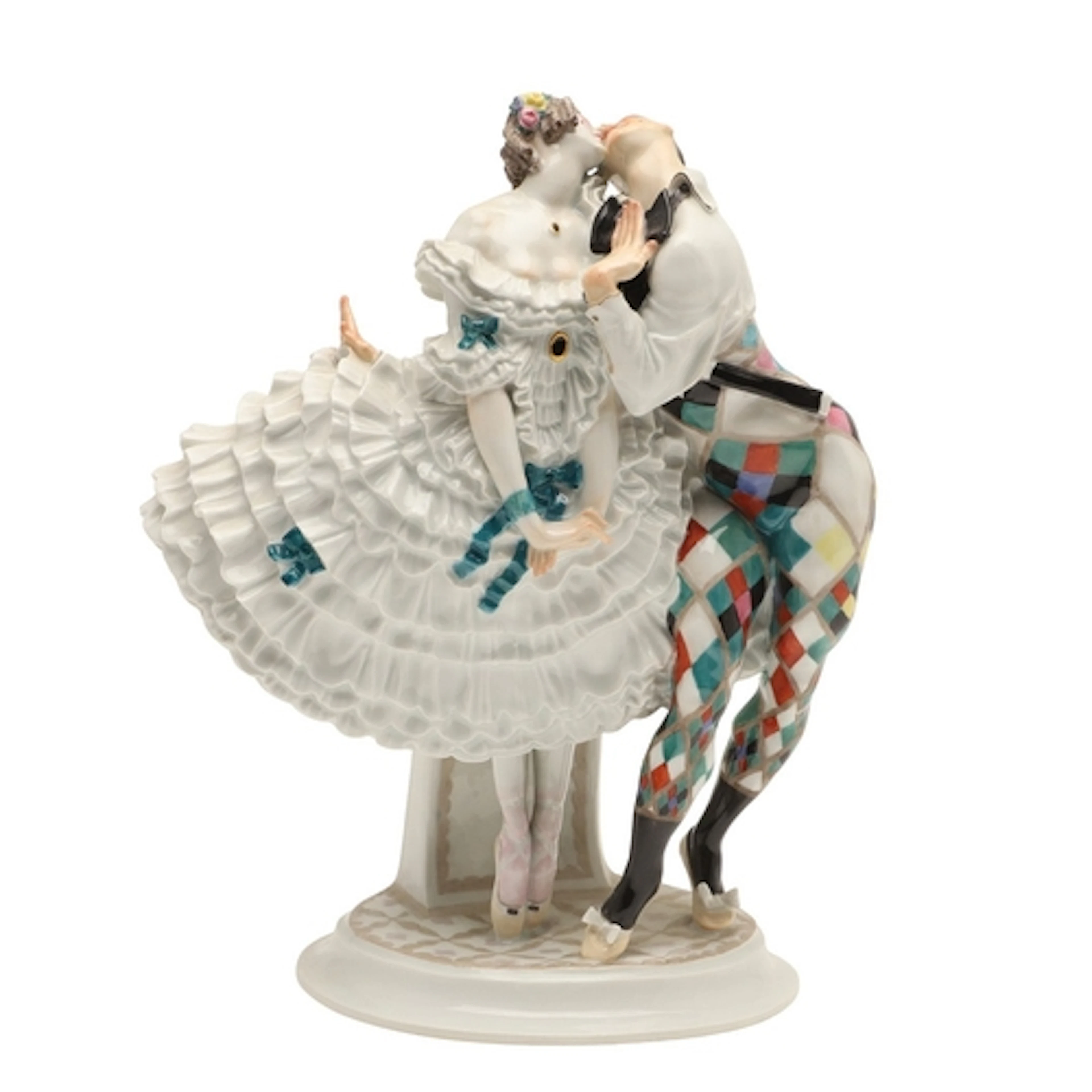 MEISSEN - BALLET FIGURE GROUP - HARLEQUIN & COLUMBINE. A Mei...