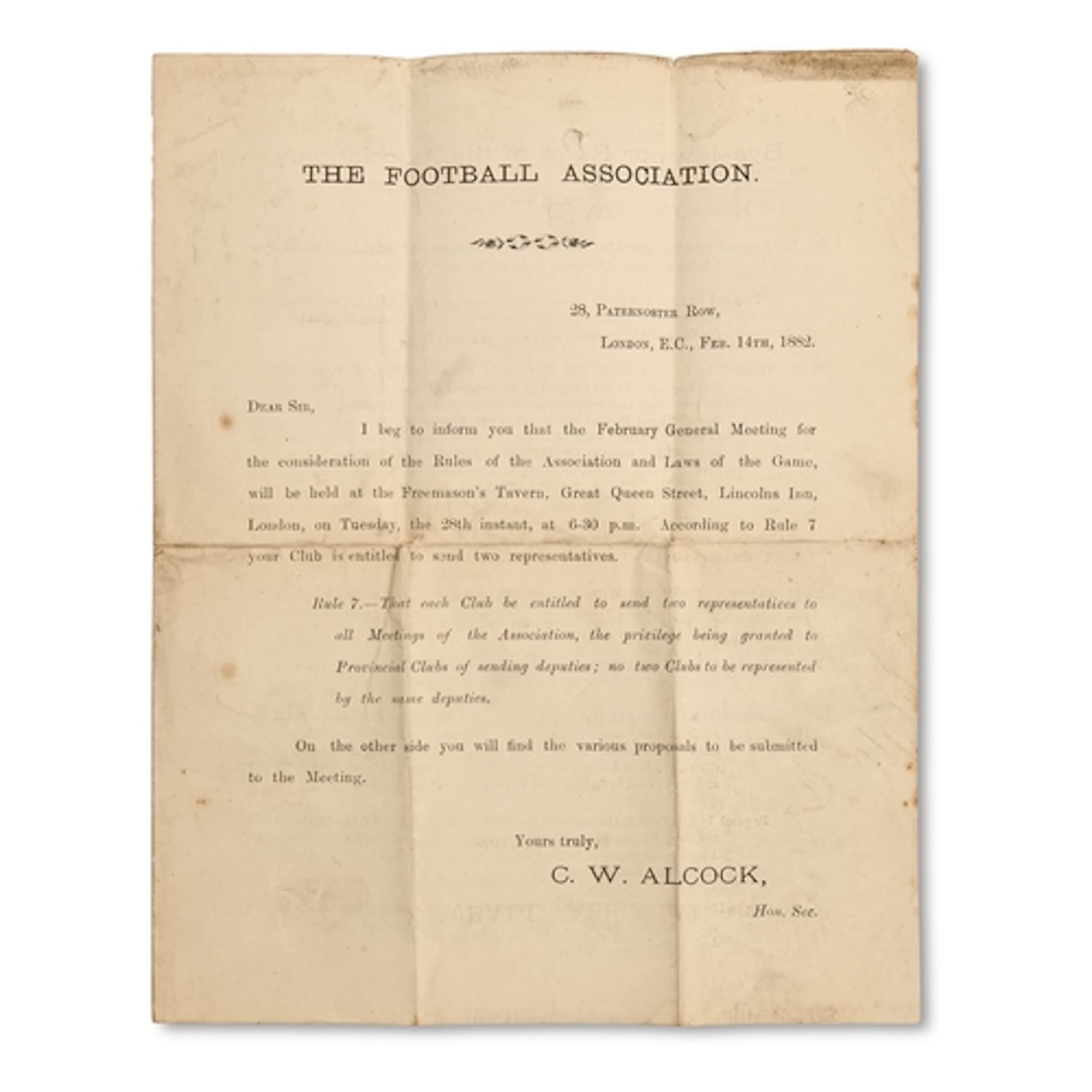 Postal History. Soccer interest. Football Association printe...