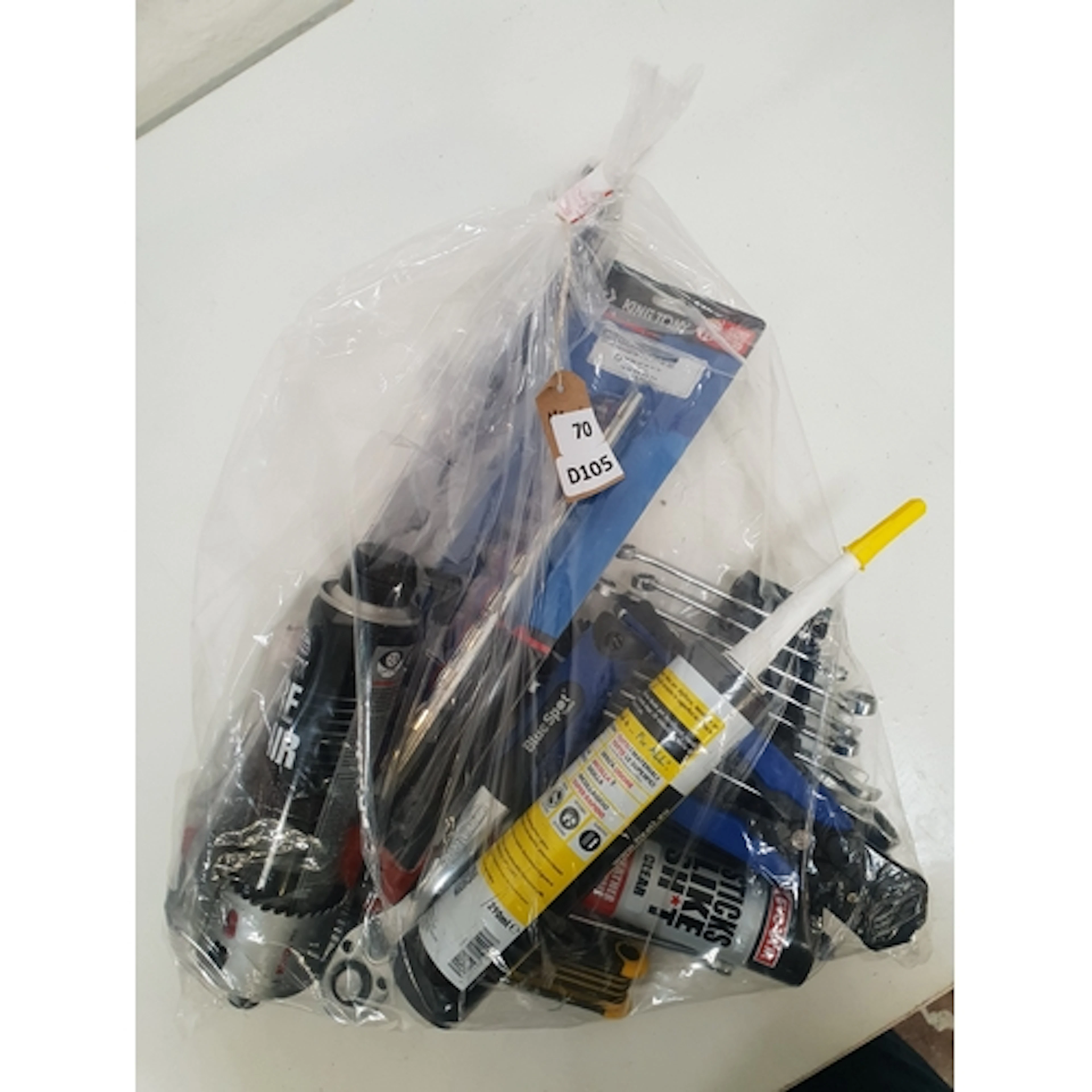 BAG OF DIY EQUIPMENT including caulk, adhesives, a replaceme...