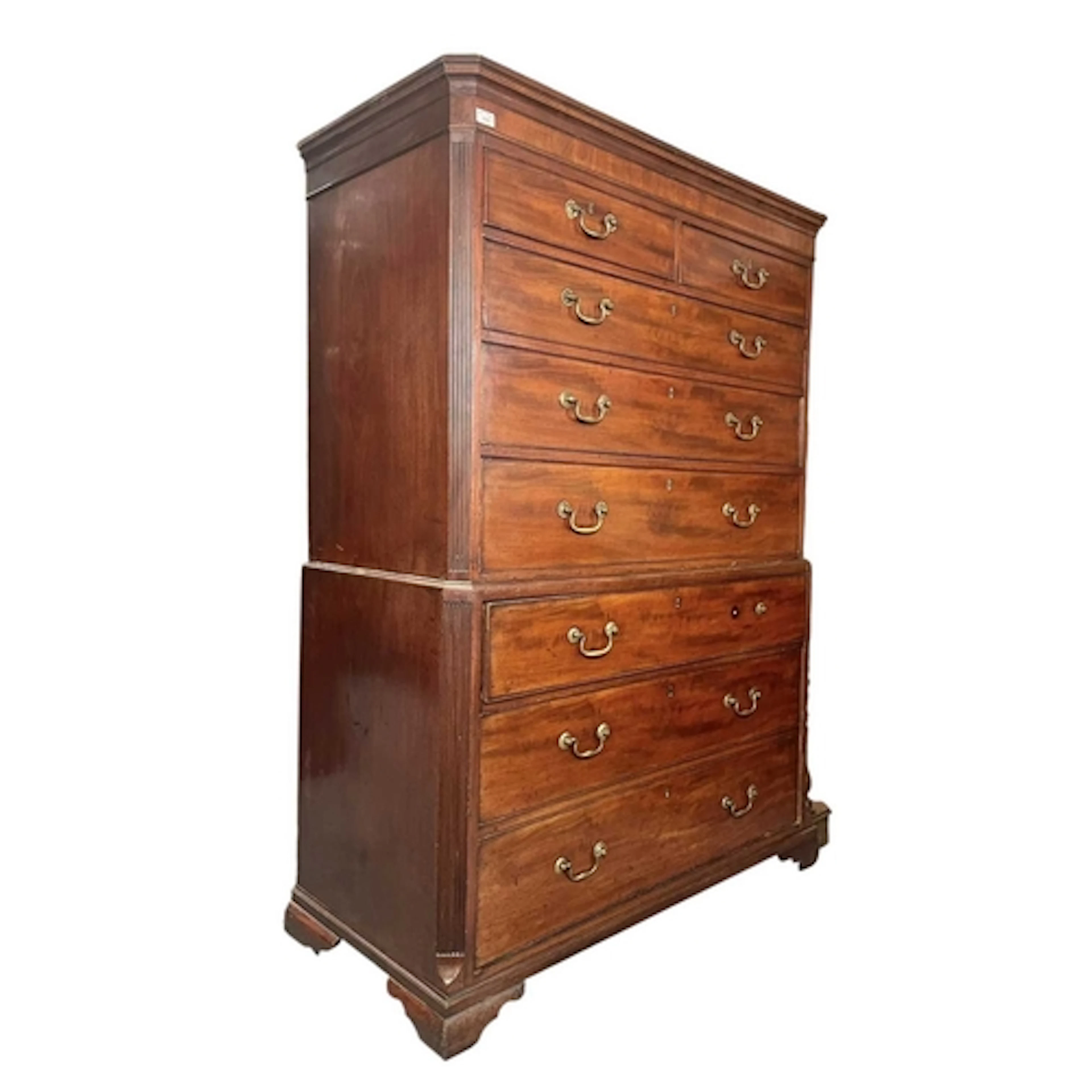A George III 19th century mahogany chest on chest of drawers...