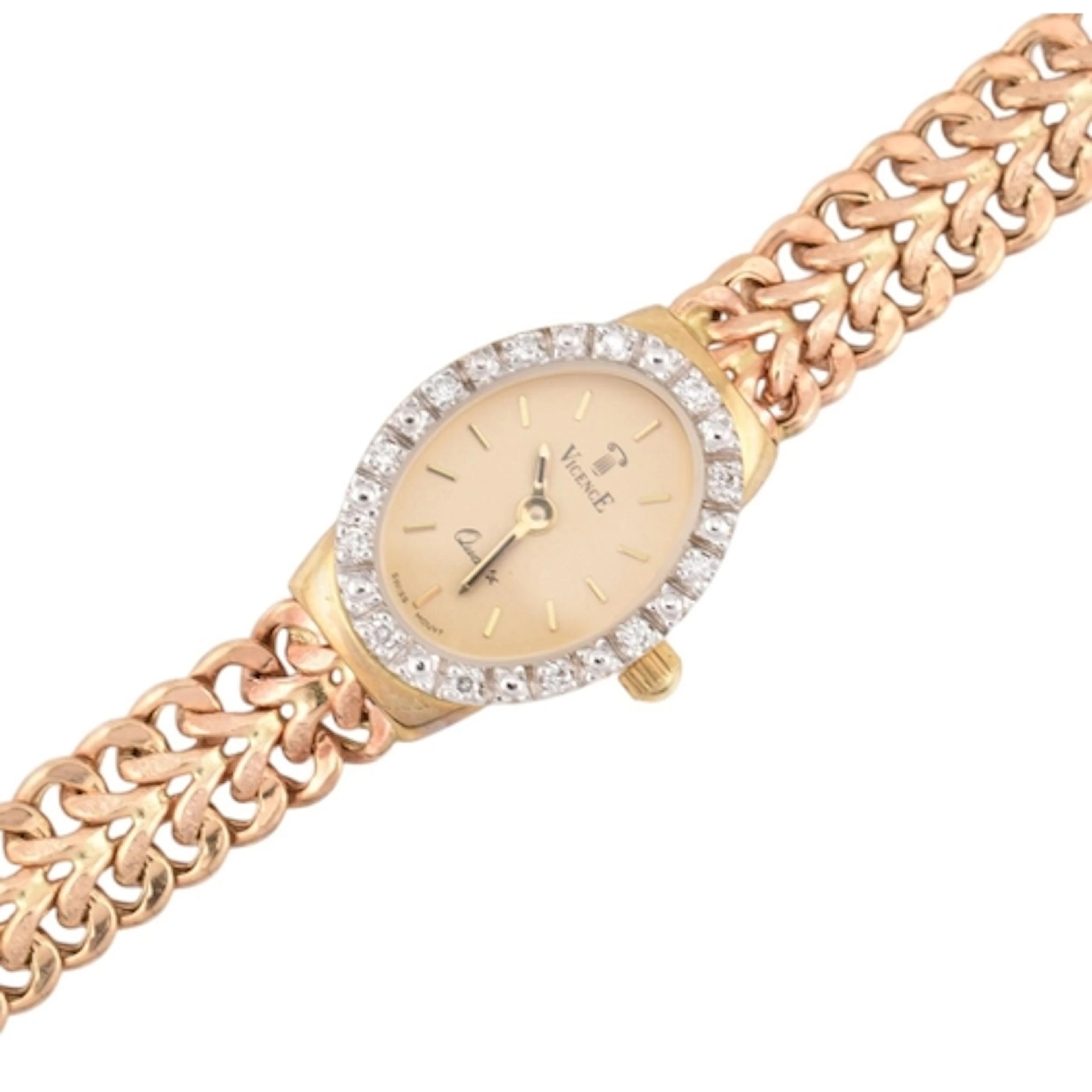 A hallmarked 9ct gold and diamond Vicence wristwatch. The wa...