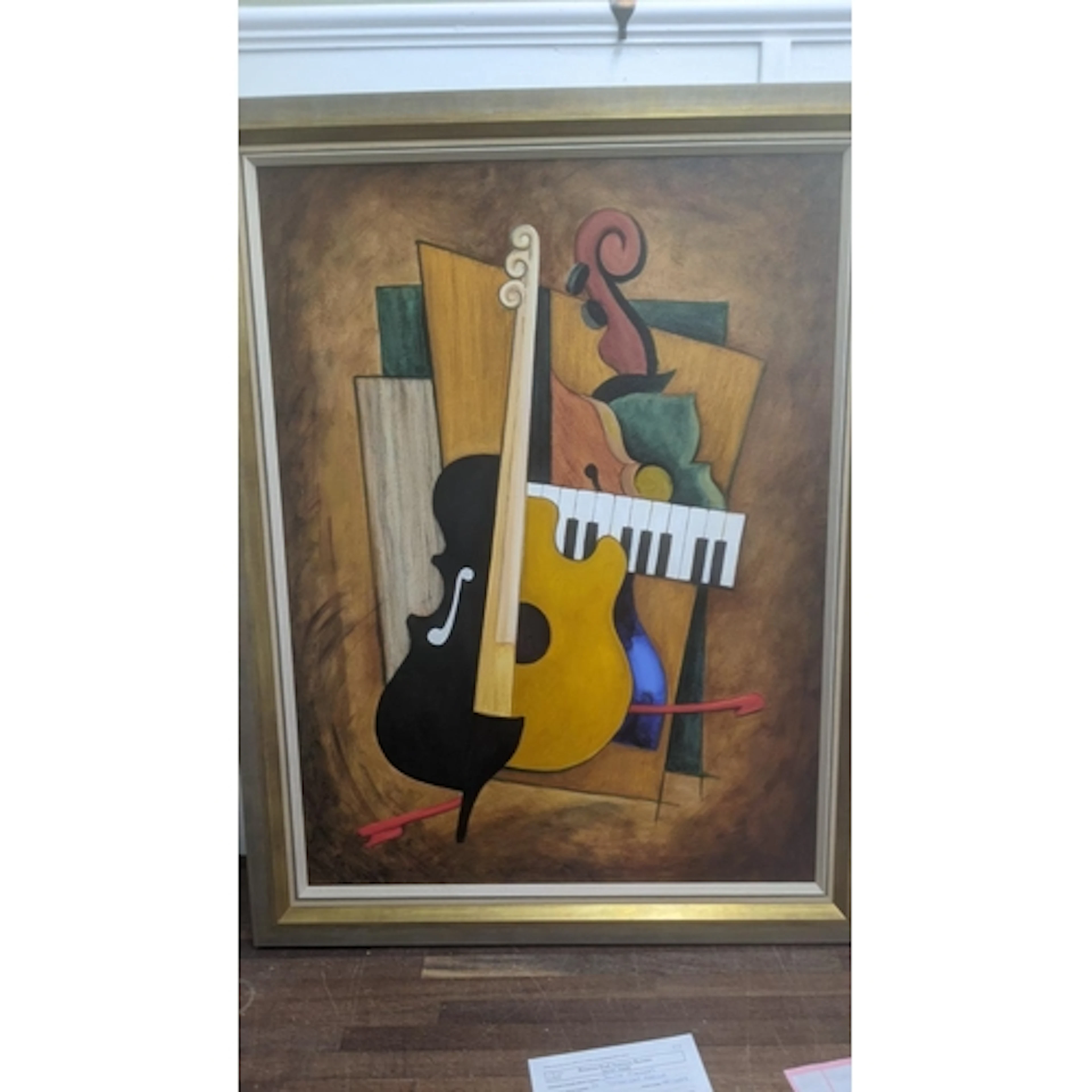Emanuel Mattini - oil on canvas still life abstract of music...
