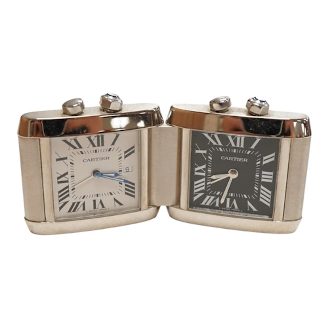 A Cartier Tank Francaise dual timepiece, 2945, 4cm high...