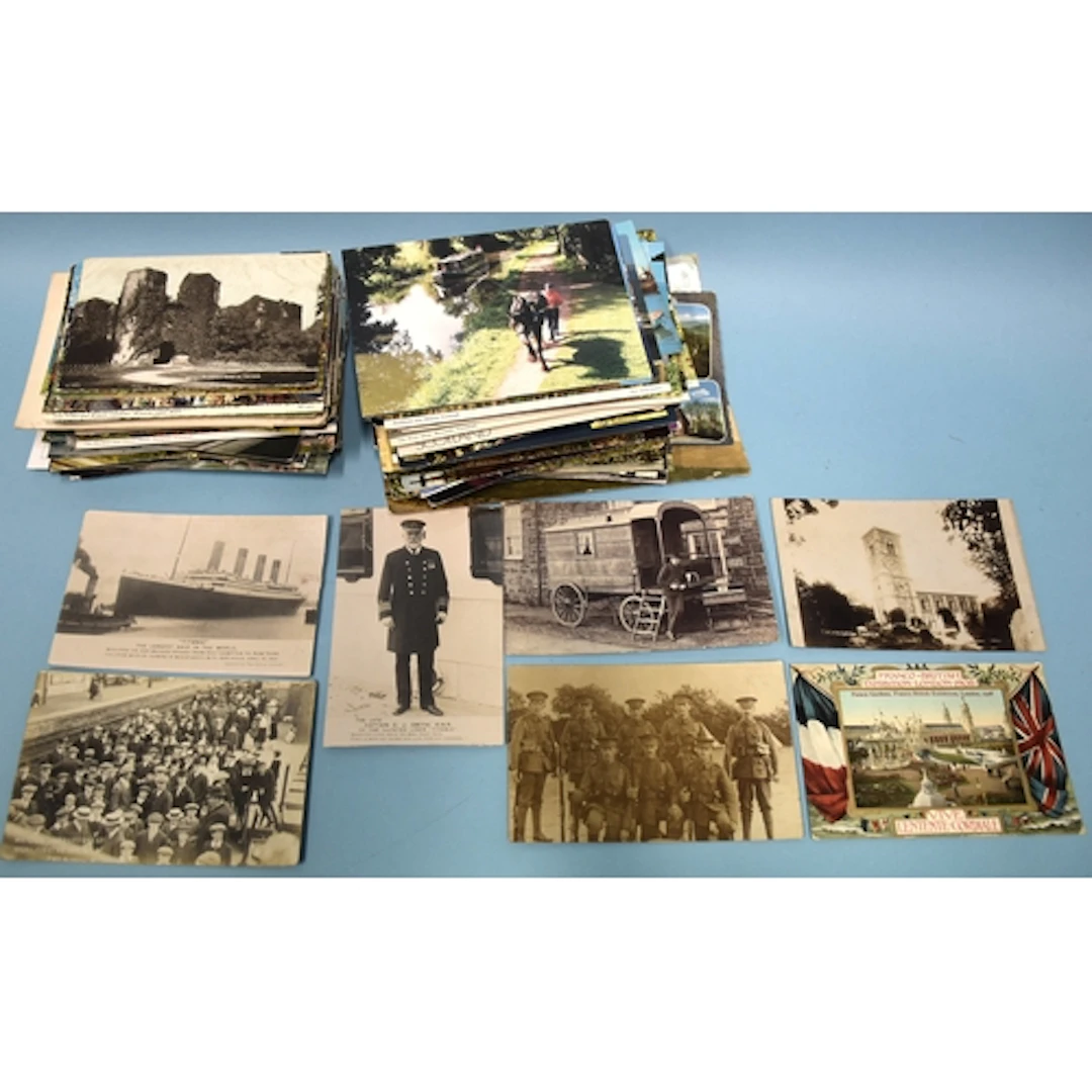 Approximately 350 postcards, to include two RP RMS Titanic c...