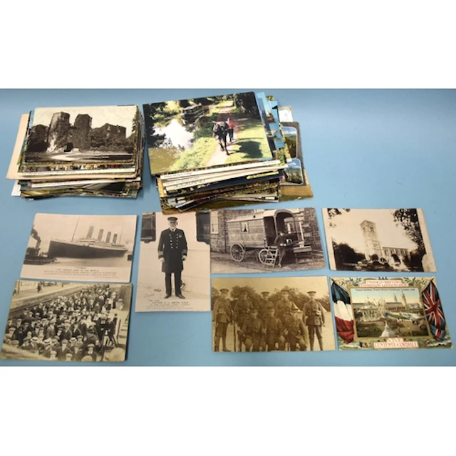 Approximately 350 postcards, to include two RP RMS Titanic c...