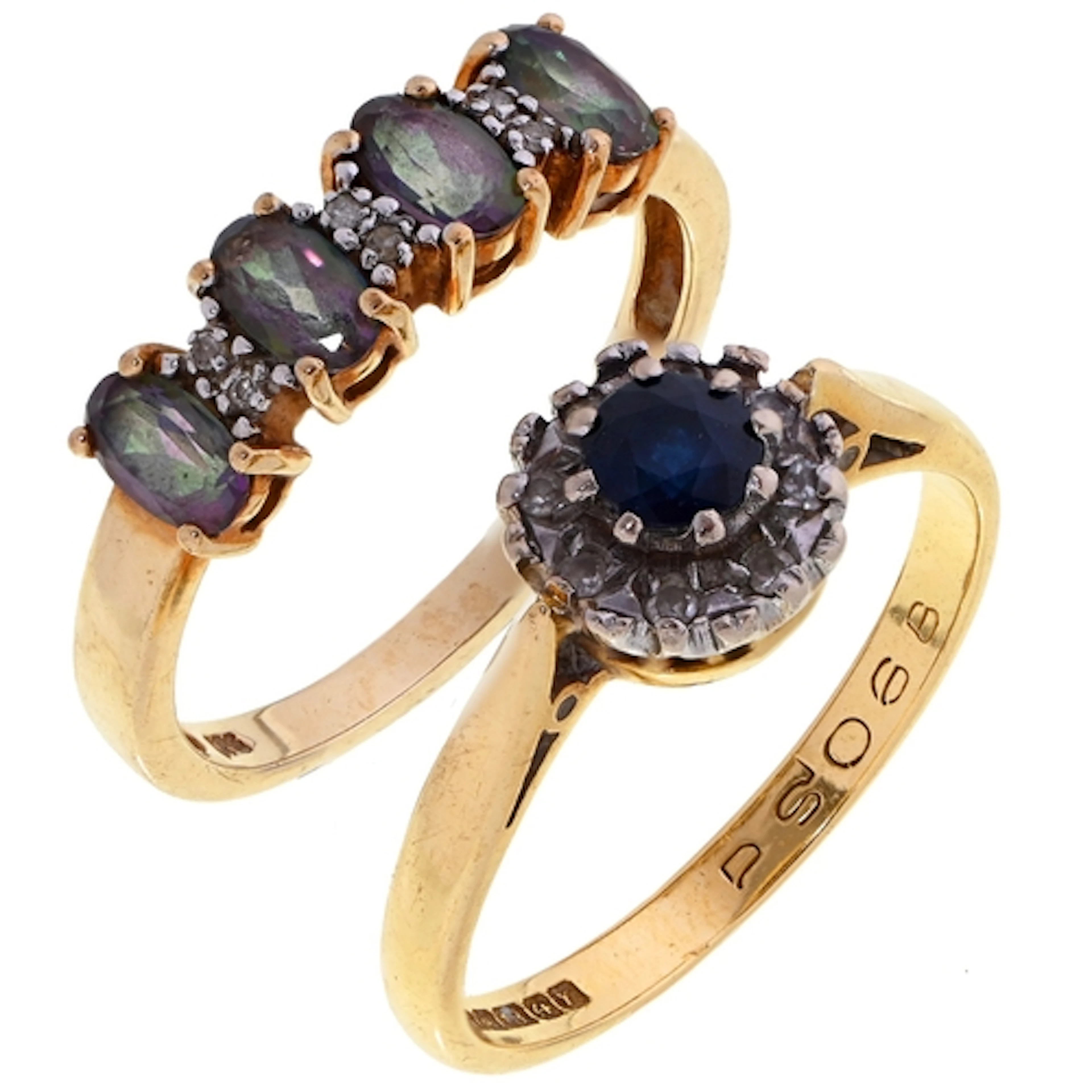 A sapphire and diamond ring, in 18ct gold, Birmingham 1973 a...