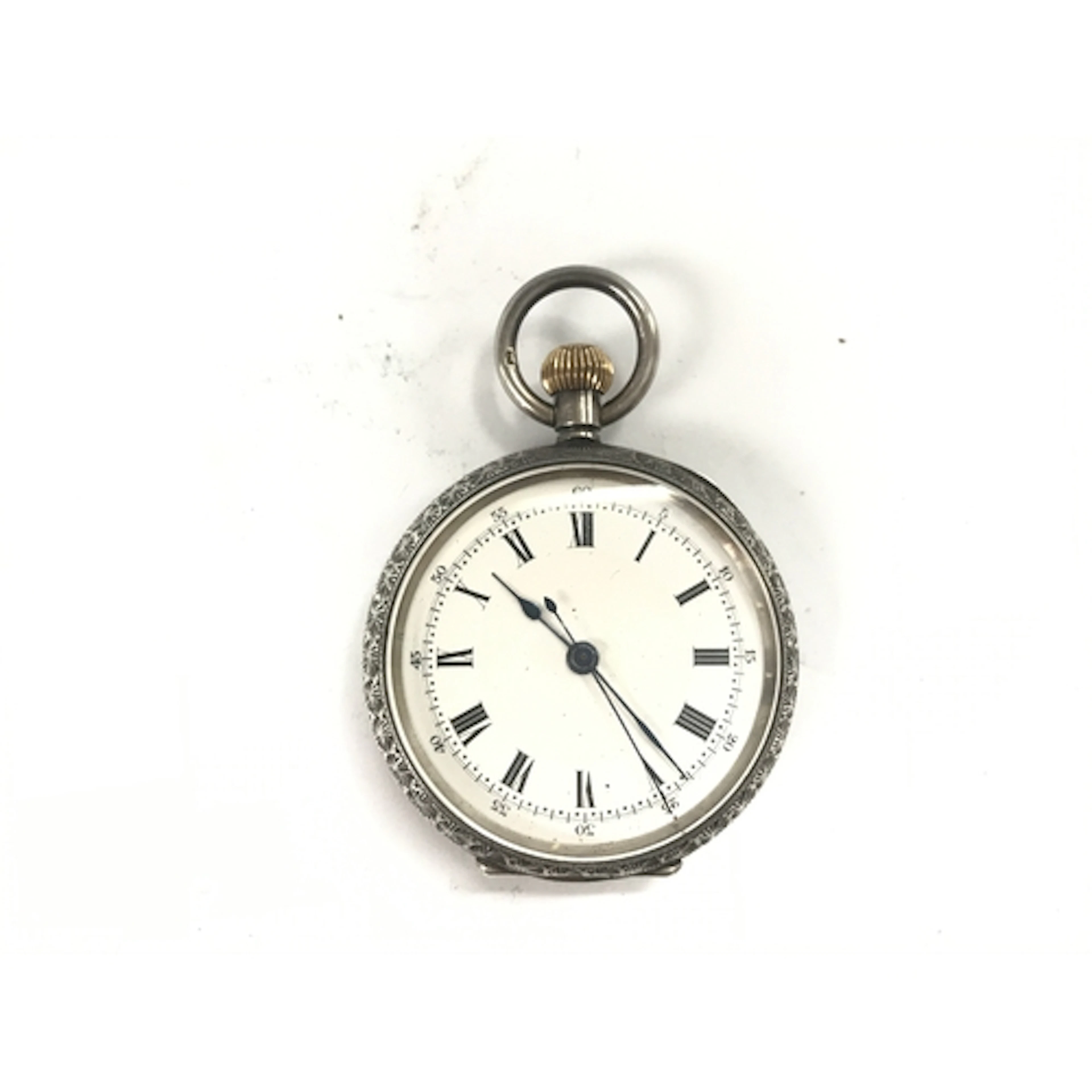 antique silver open face nurses pocket watch approximately 4...