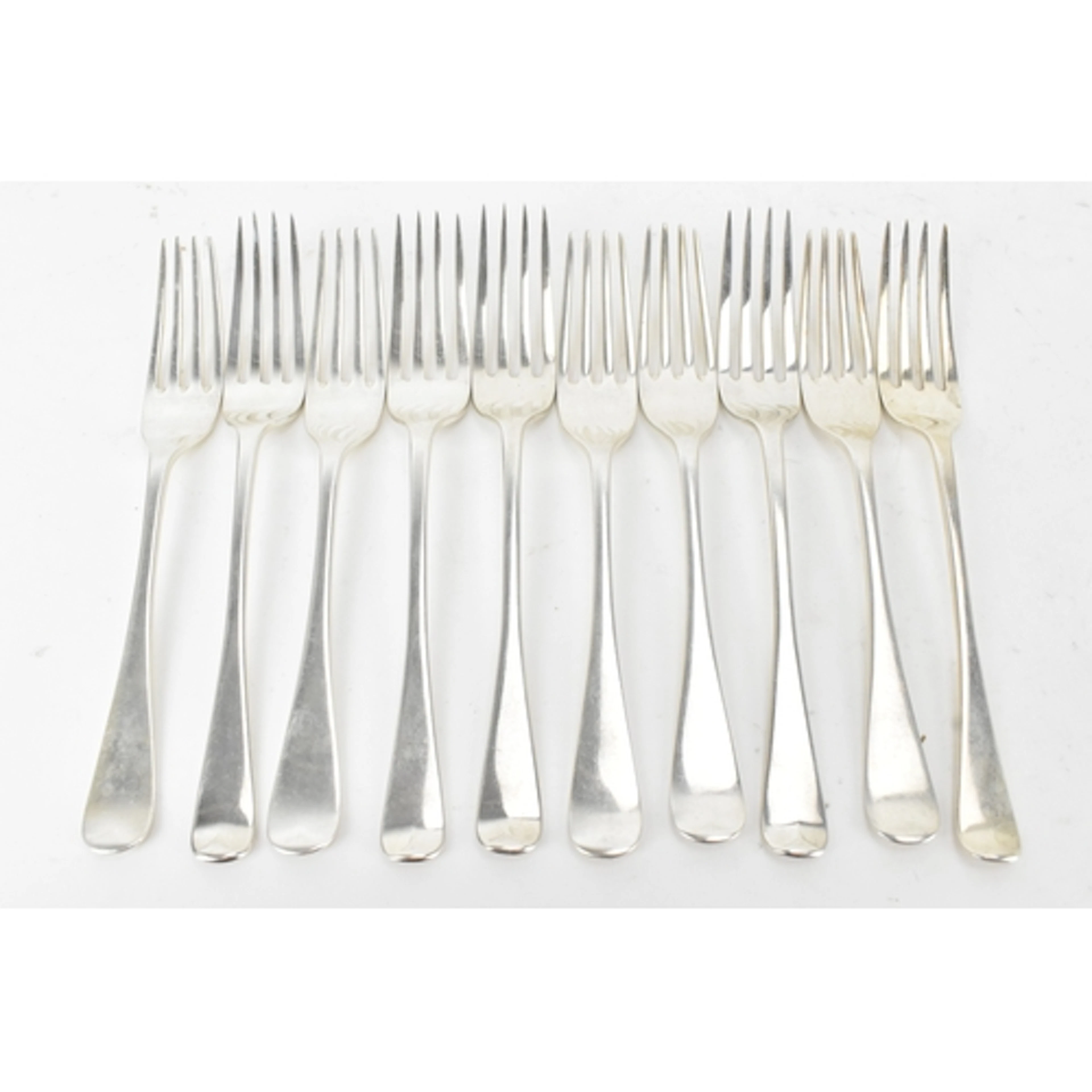 A selection of ten Victorian and later silver side forks, va...