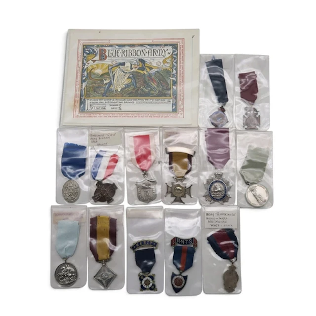 A collection of Army Temperance medals, largely late-19th an...