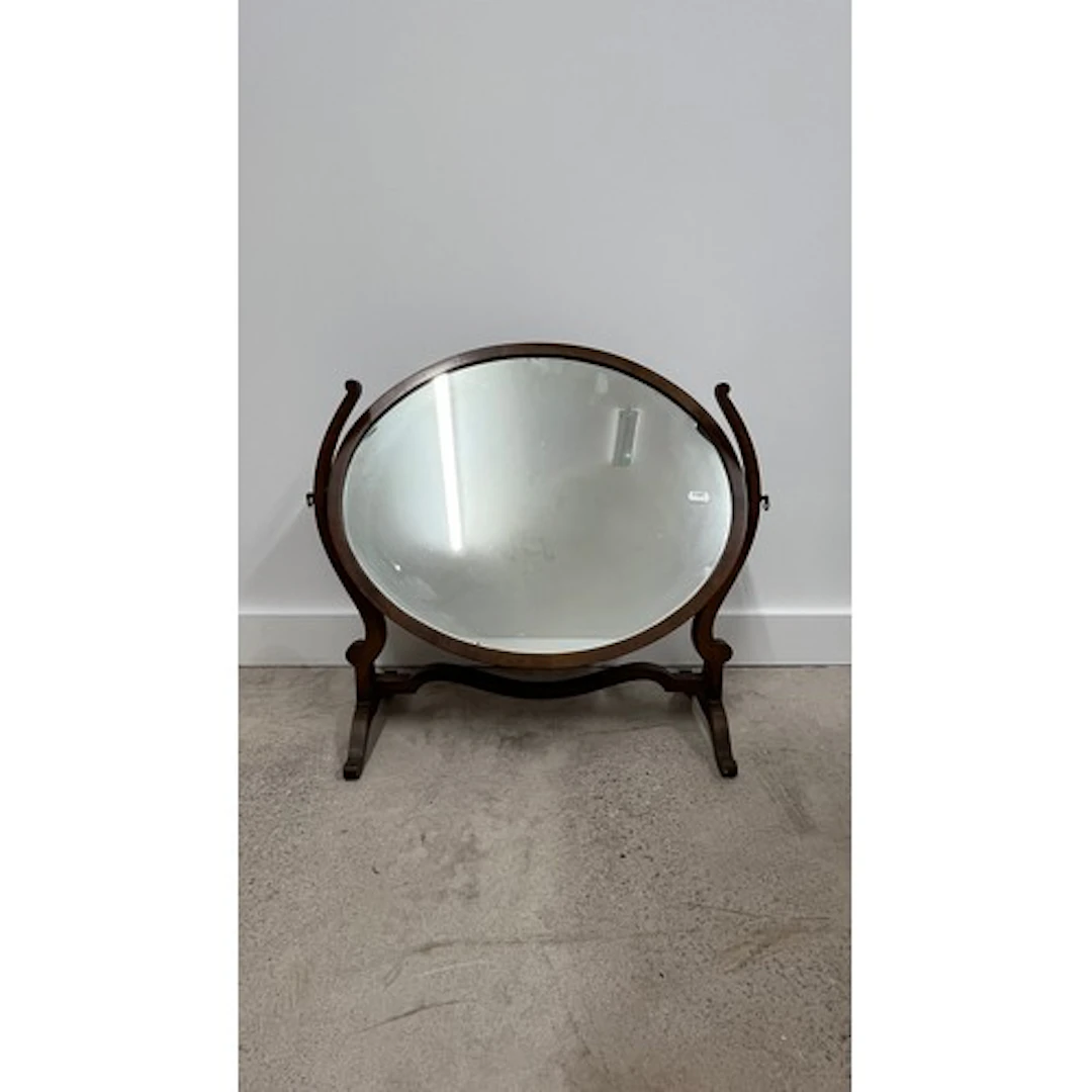 Mahogany oval shaped dressing table mirror