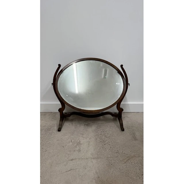 Mahogany oval shaped dressing table mirror