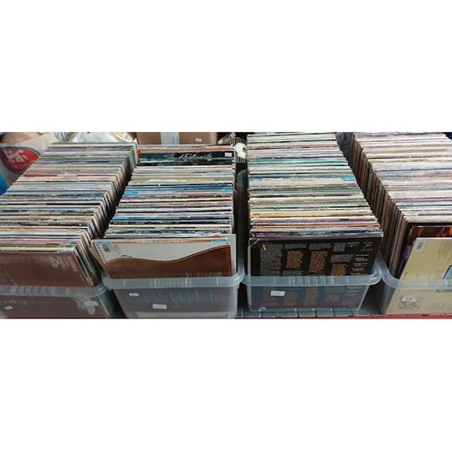 A shelf (4 boxes) of LPs and 12" singles from the collection...