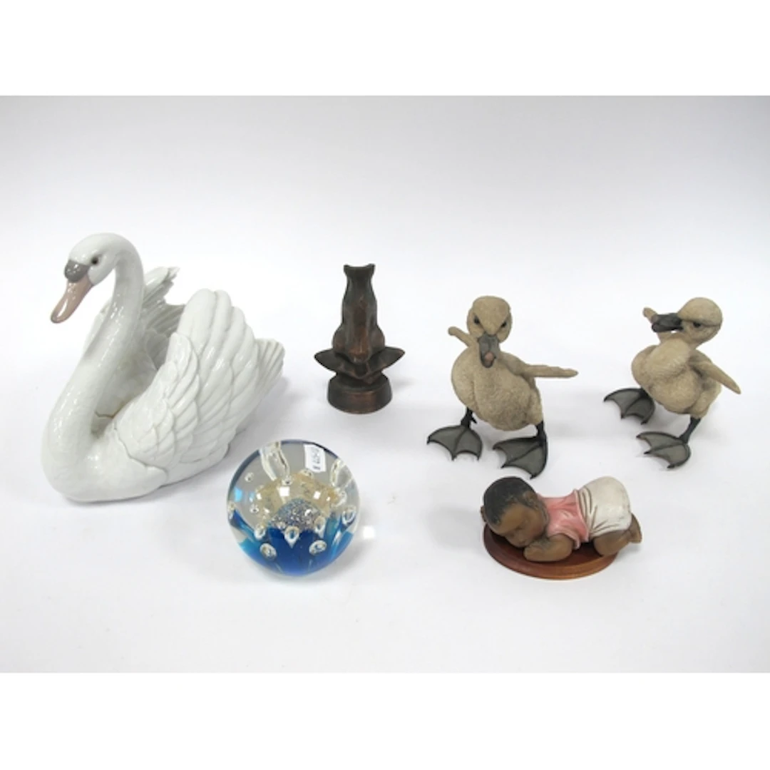 Collectables, including large Lladro glazed porcelain swan f...
