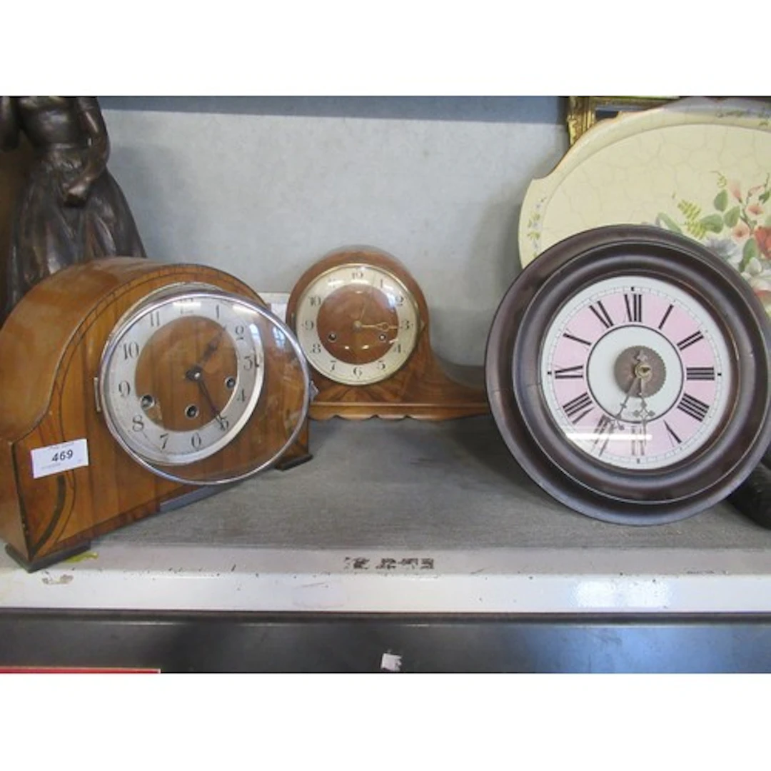 A Post Office clock together with two mantle clocks
