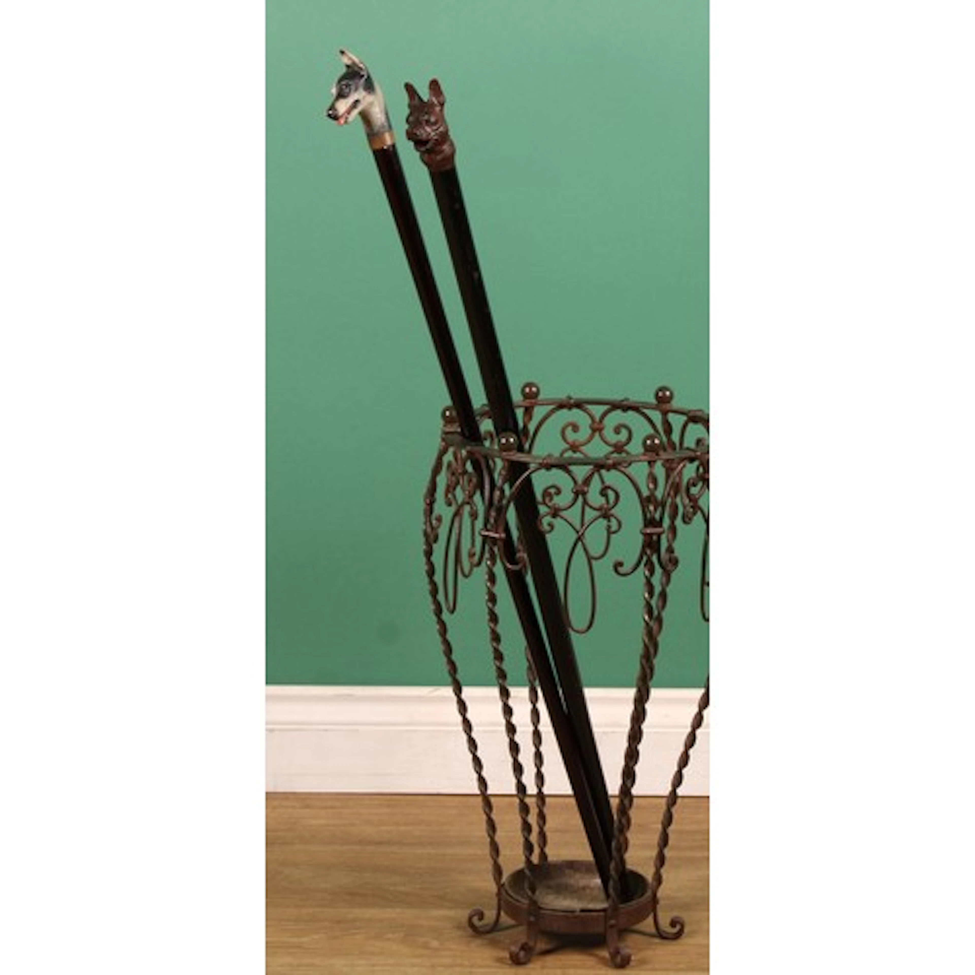 An early 20th century fruitwood mounted walking stick, the p...