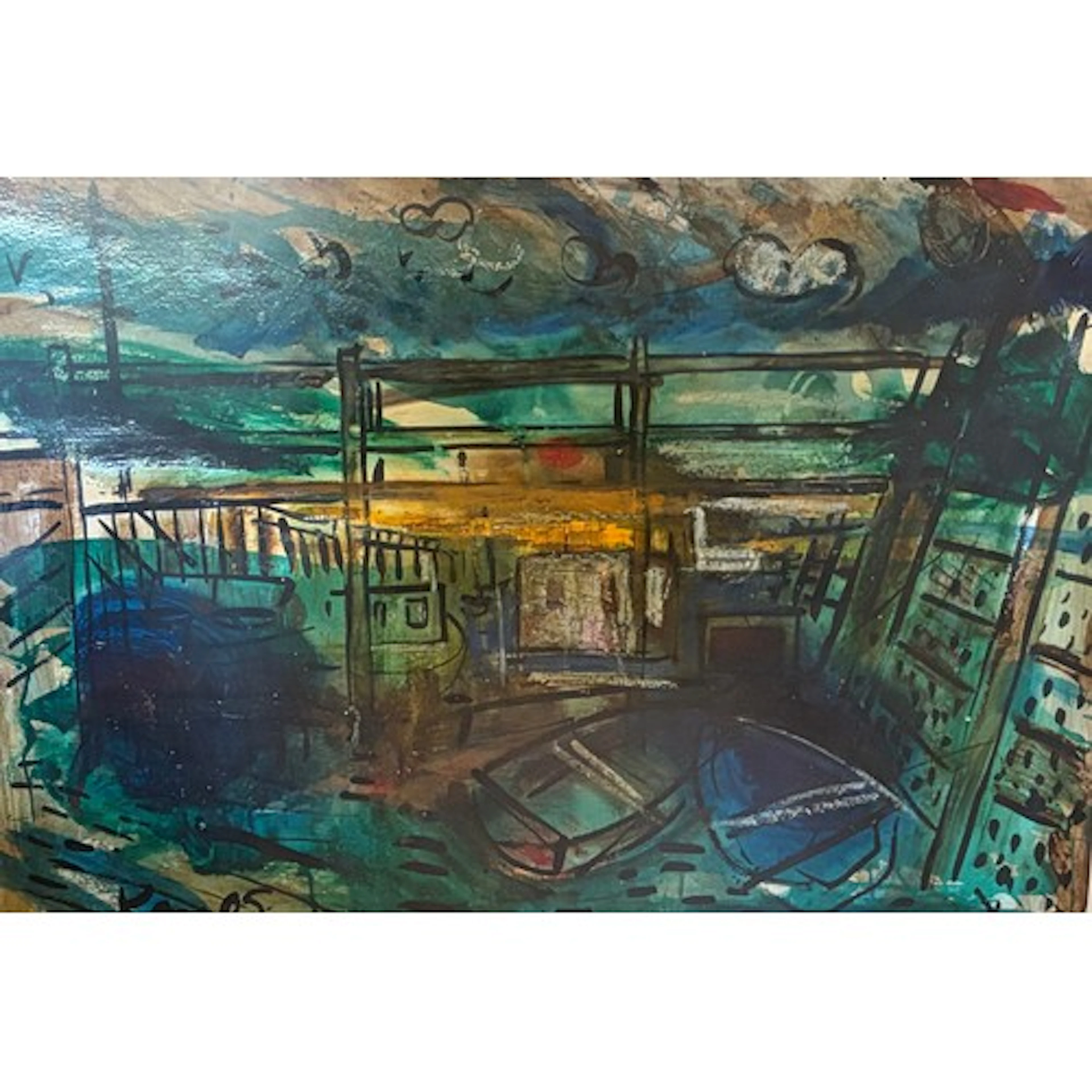 Kane Cunningham (British 1961-) 'Scarborough Harbour' a mixe...